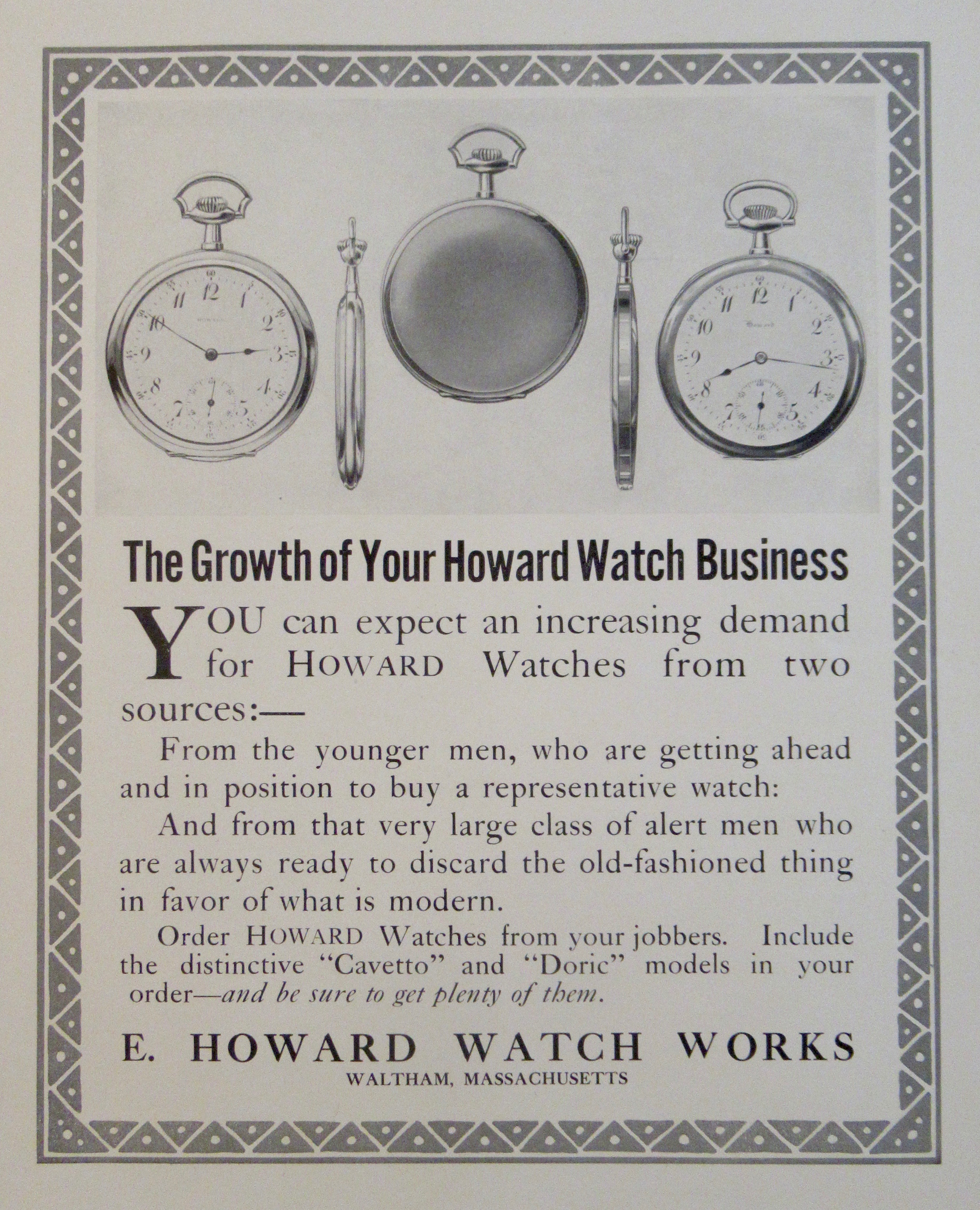 1913 E Howard Watch Works with Cavetto & Doric