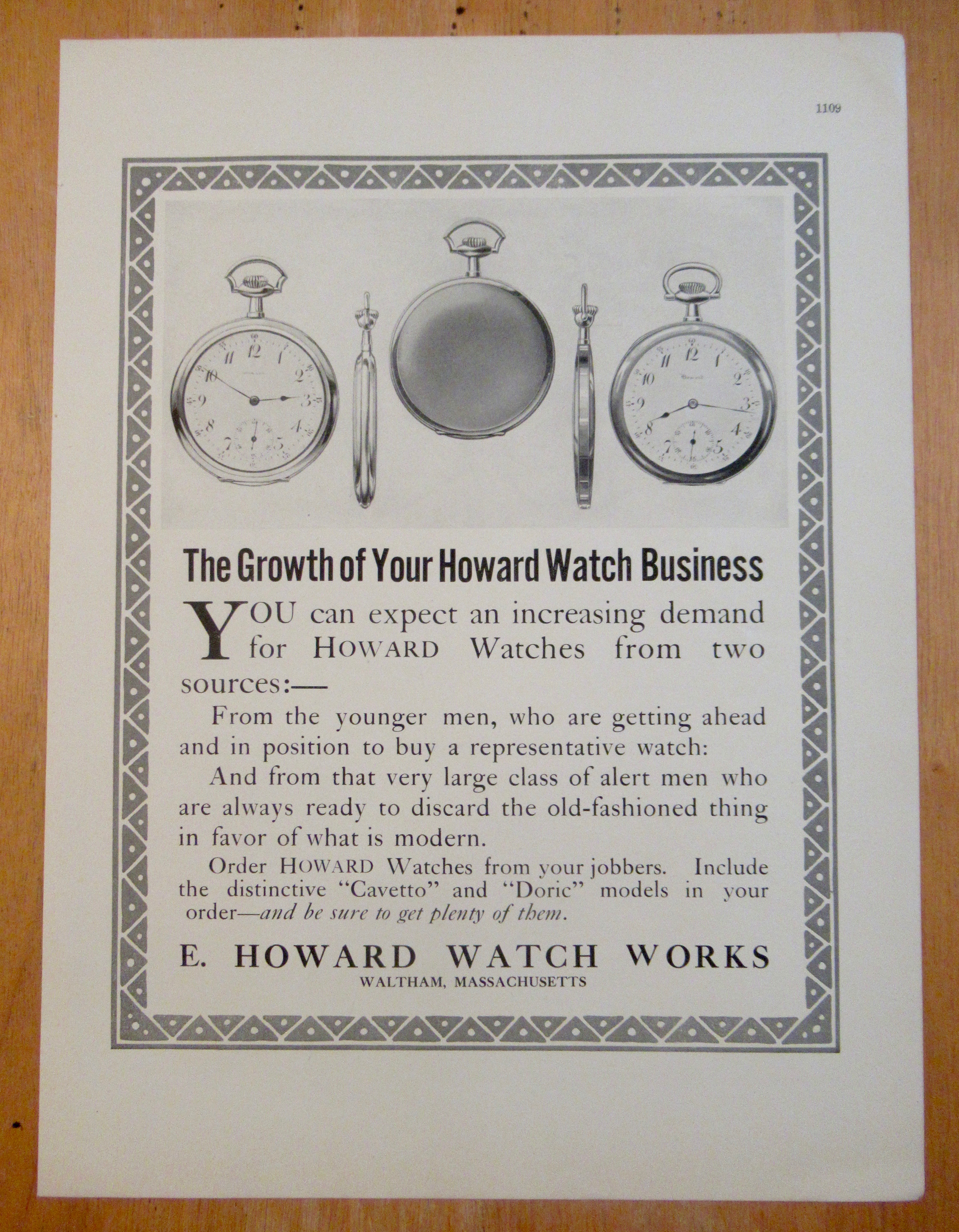 1913 E Howard Watch Works with Cavetto & Doric