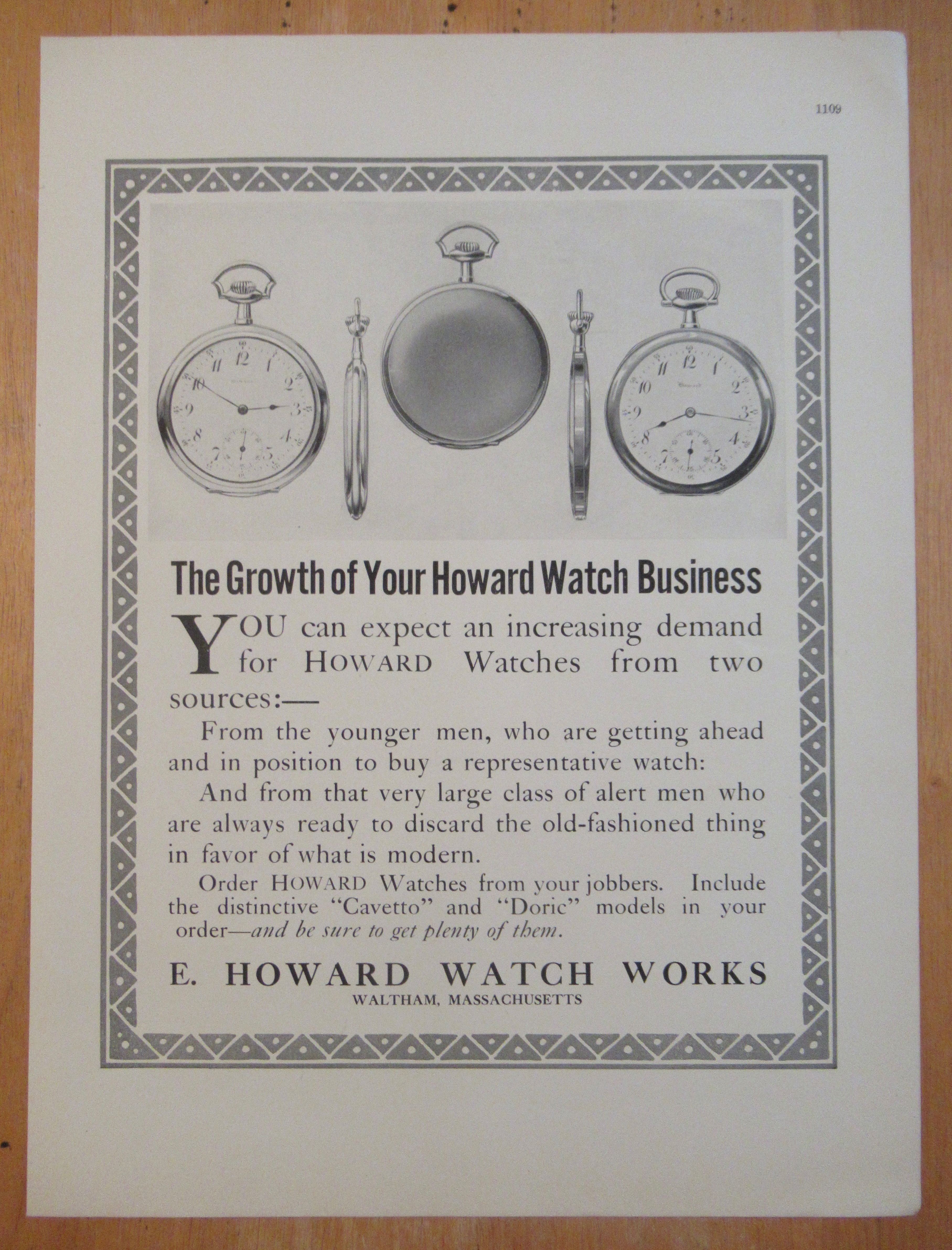 1913 E Howard Watch Works with Cavetto & Doric