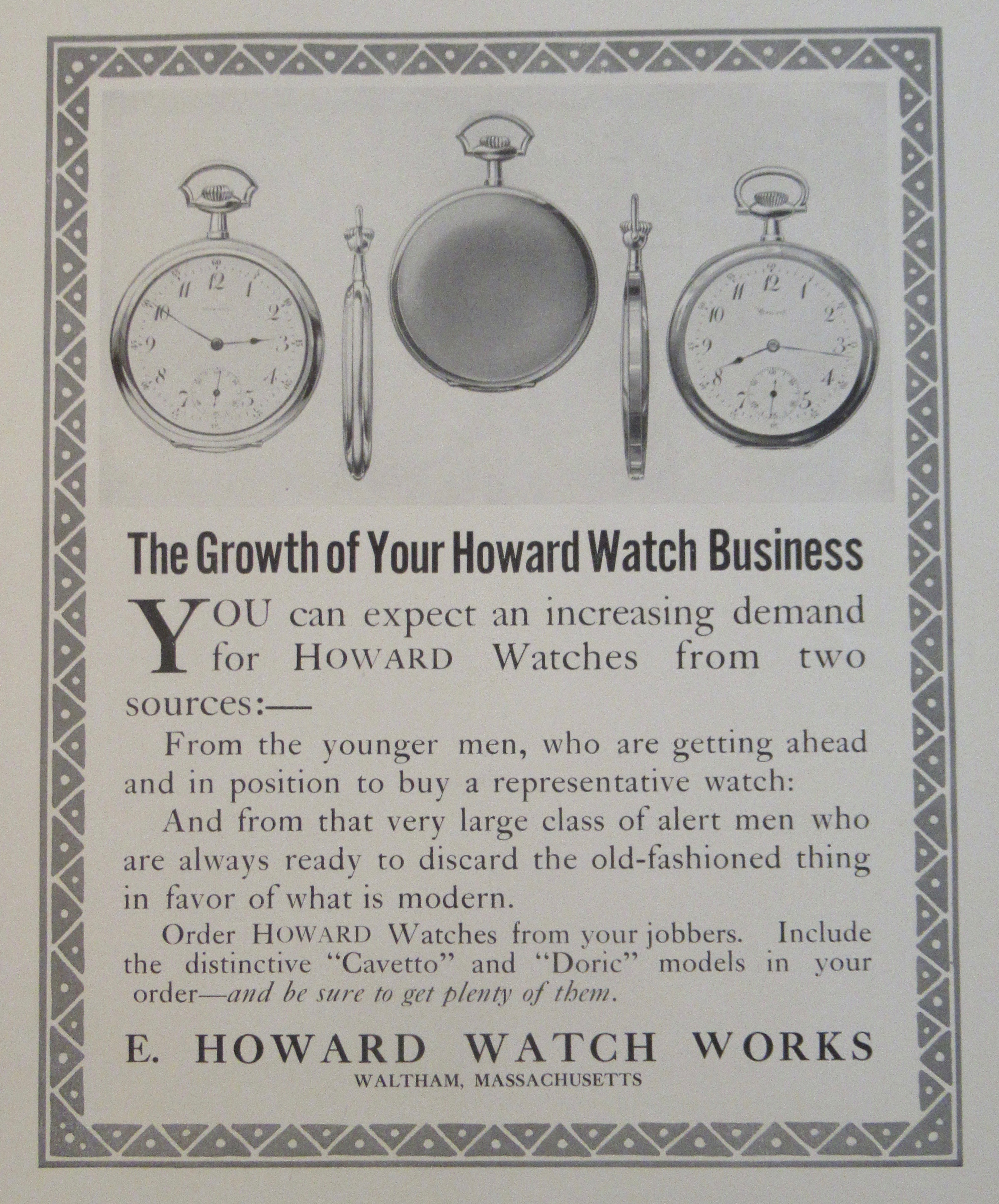 1913 E Howard Watch Works with Cavetto & Doric