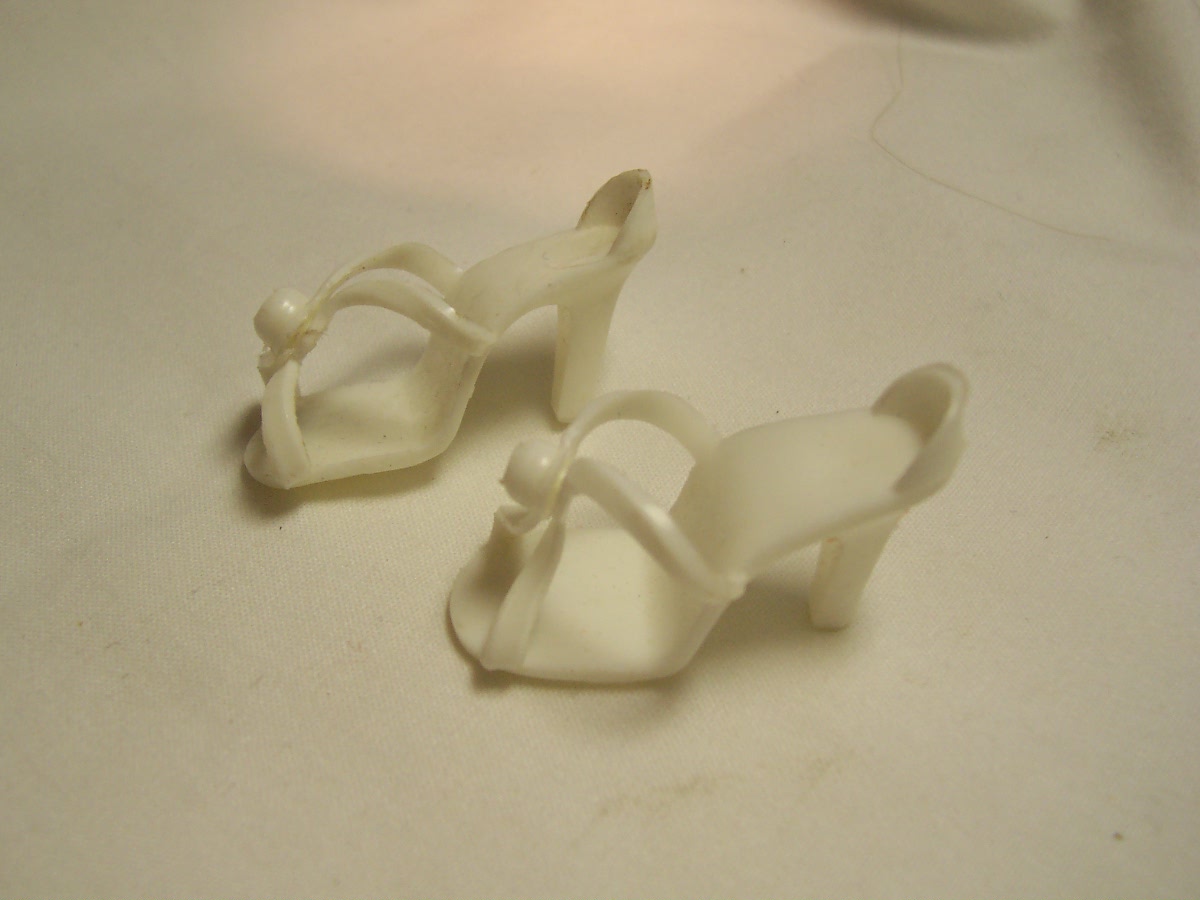 Doll Shoes White High Heeled 1960s