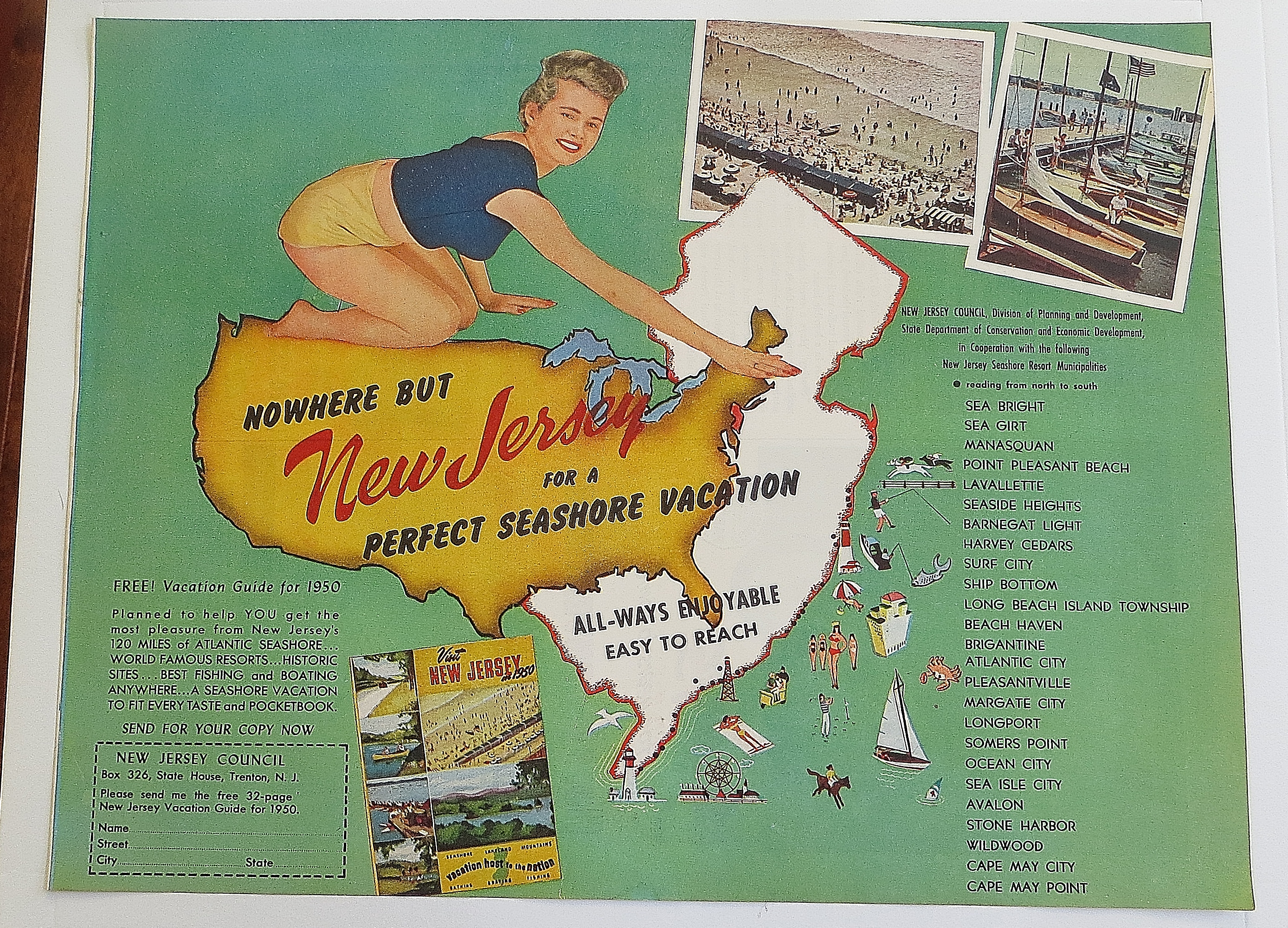 1950 New Jersey With Seashore Vacation