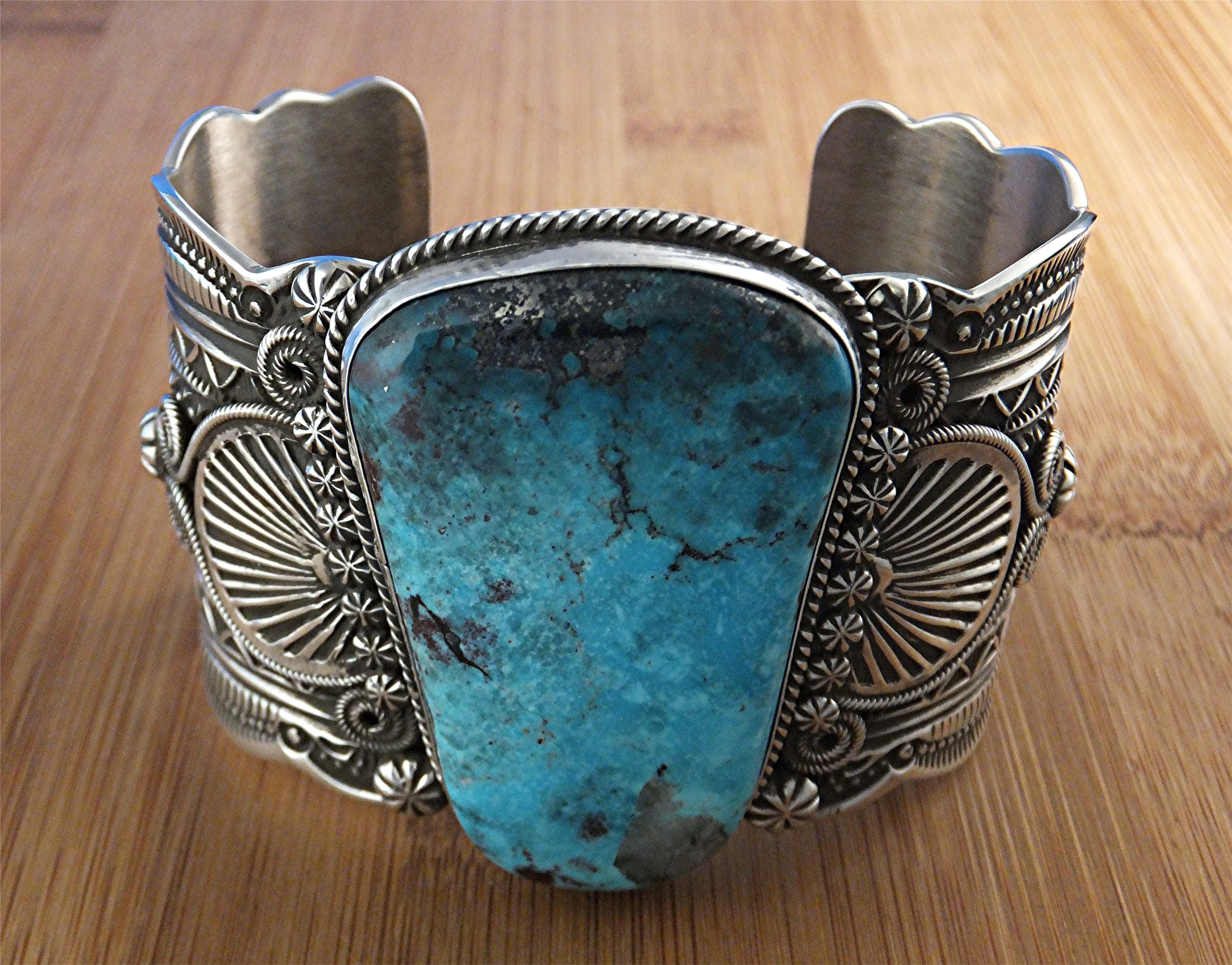 Darrel Cadman Sterling Silver Turquoise Navajo Bracelet