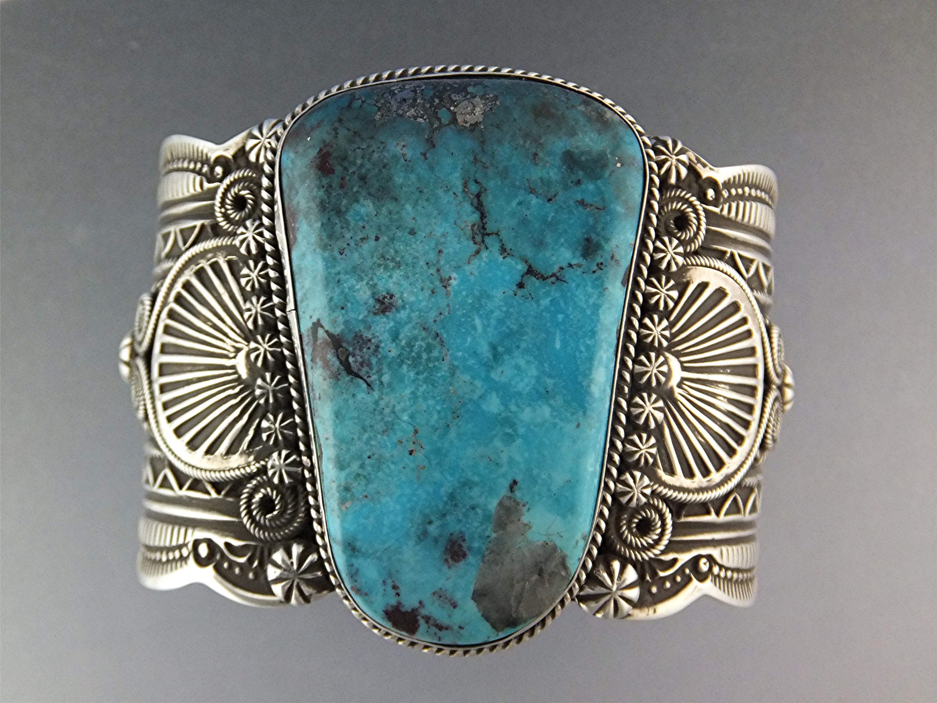 Darrel Cadman Sterling Silver Turquoise Navajo Bracelet