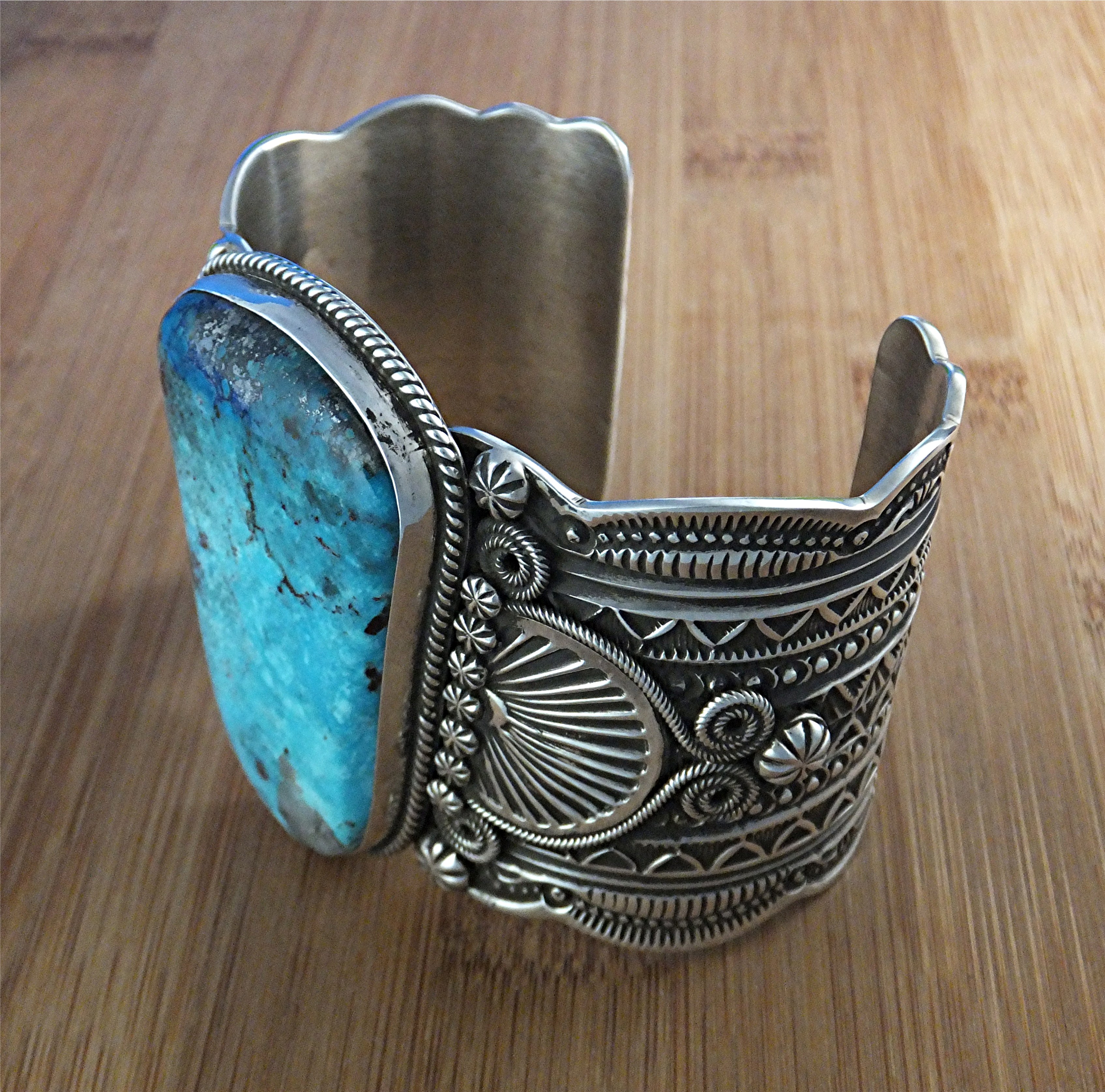 Darrel Cadman Sterling Silver Turquoise Navajo Bracelet