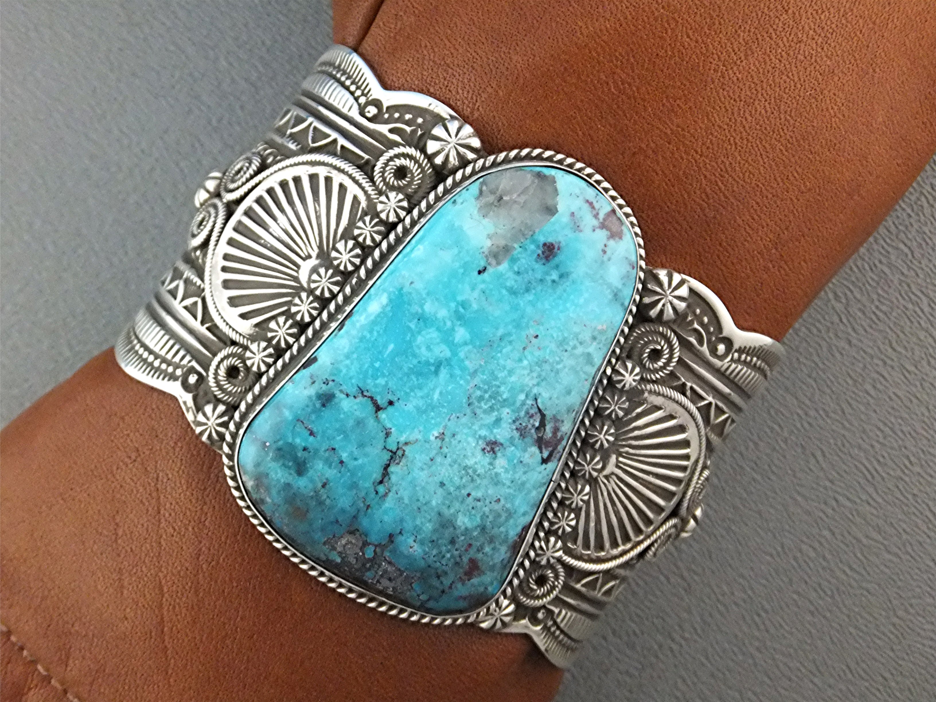 Darrel Cadman Sterling Silver Turquoise Navajo Bracelet
