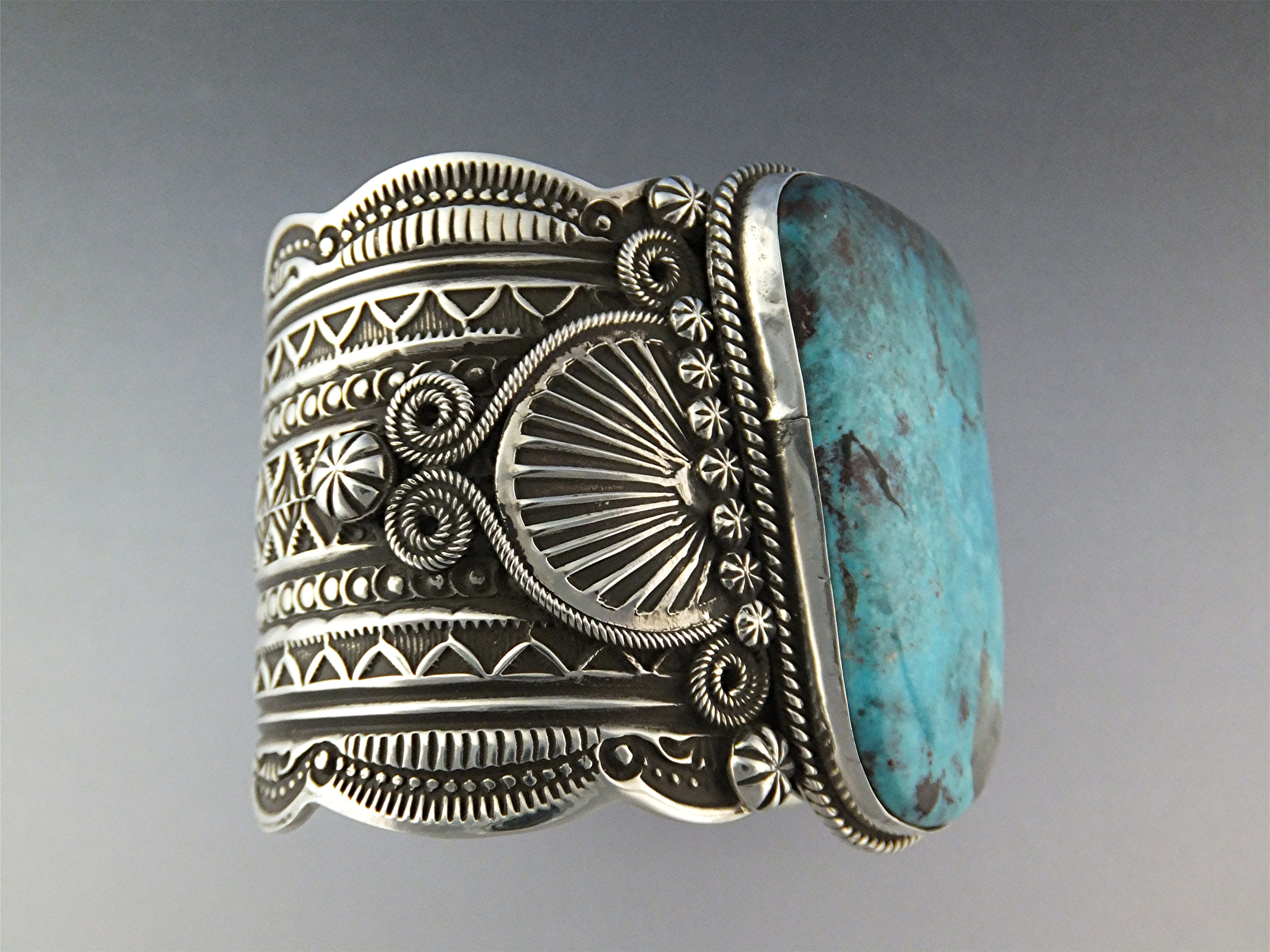Darrel Cadman Sterling Silver Turquoise Navajo Bracelet