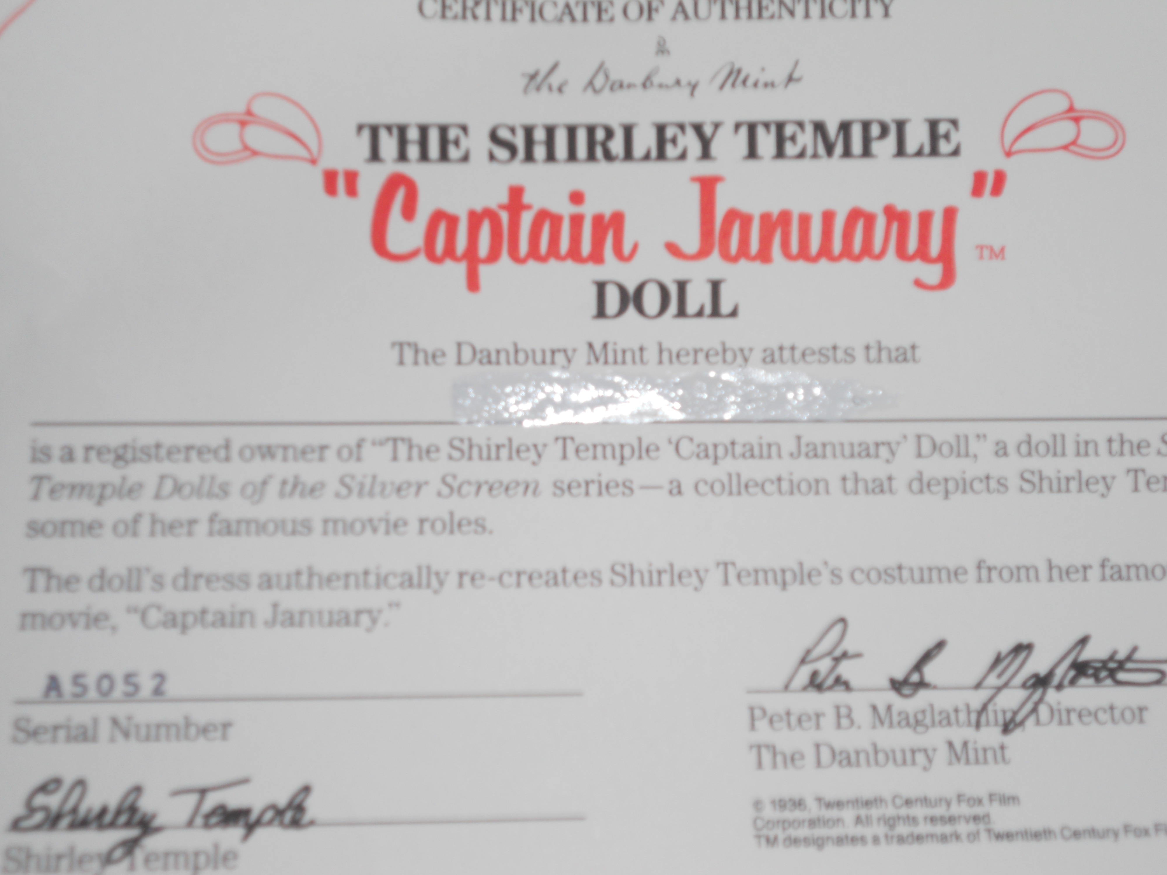 Shirley Temple Doll Captain January with Box