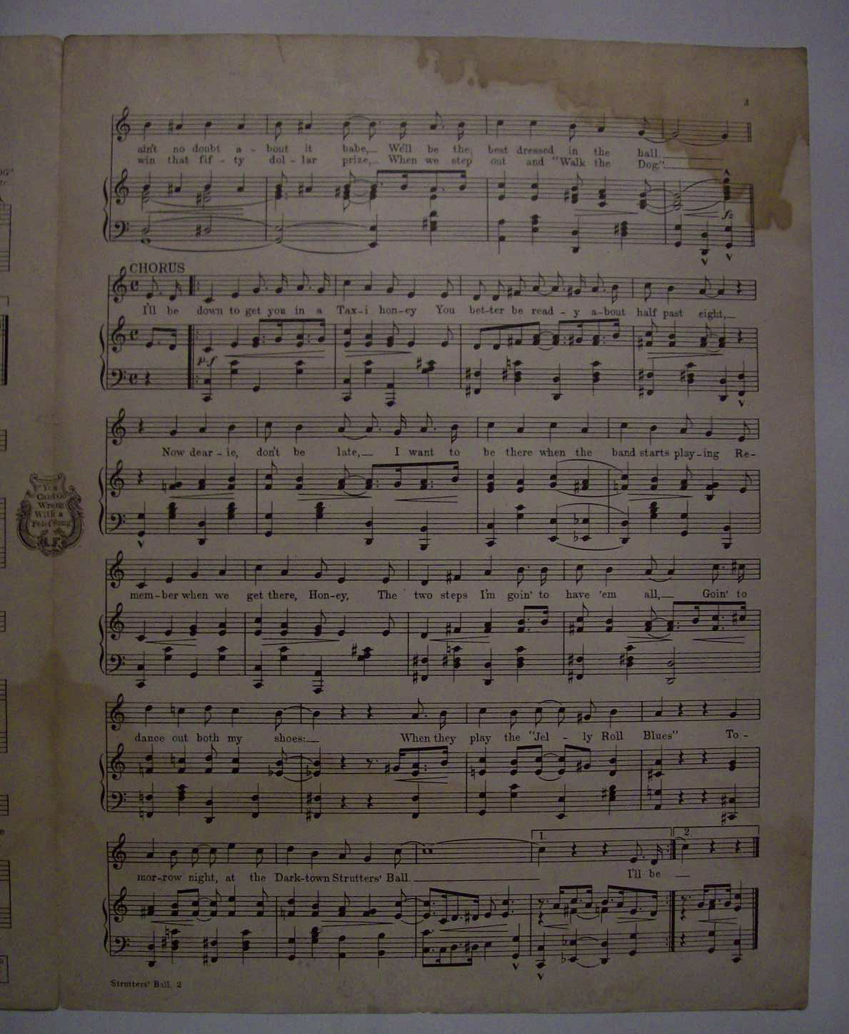 Sheet Music/1917 The Darktown Strutter's Ball By Brooks
