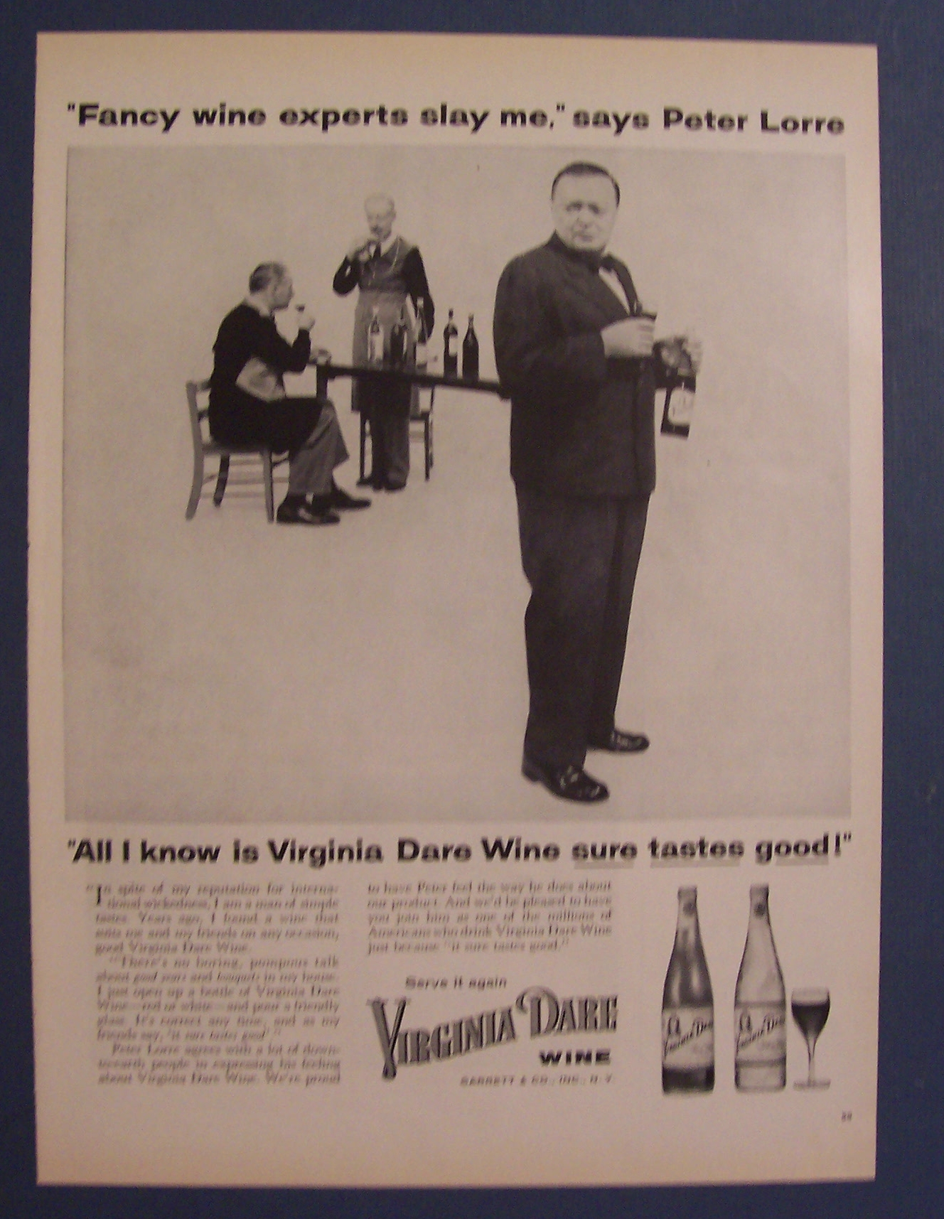 1955  Virginia  Dare  Wine  with  Peter  Lorre