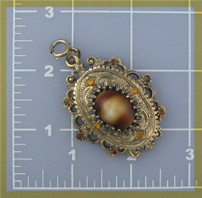 CELEBRITY Tigerseye Gold Filigree Crystal Pendant