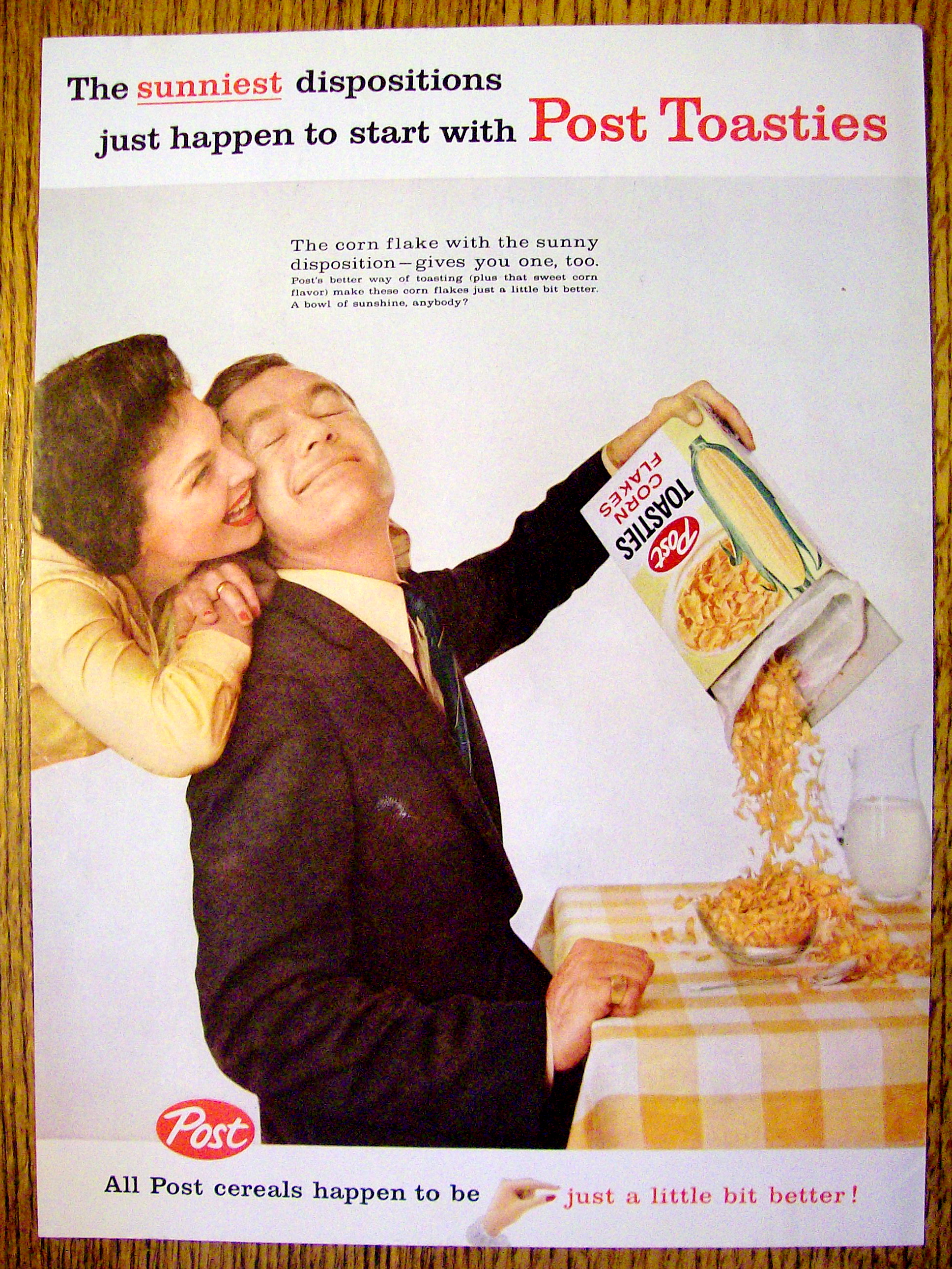 1959 Post Toasties with Man Pouring Cereal into Bowl