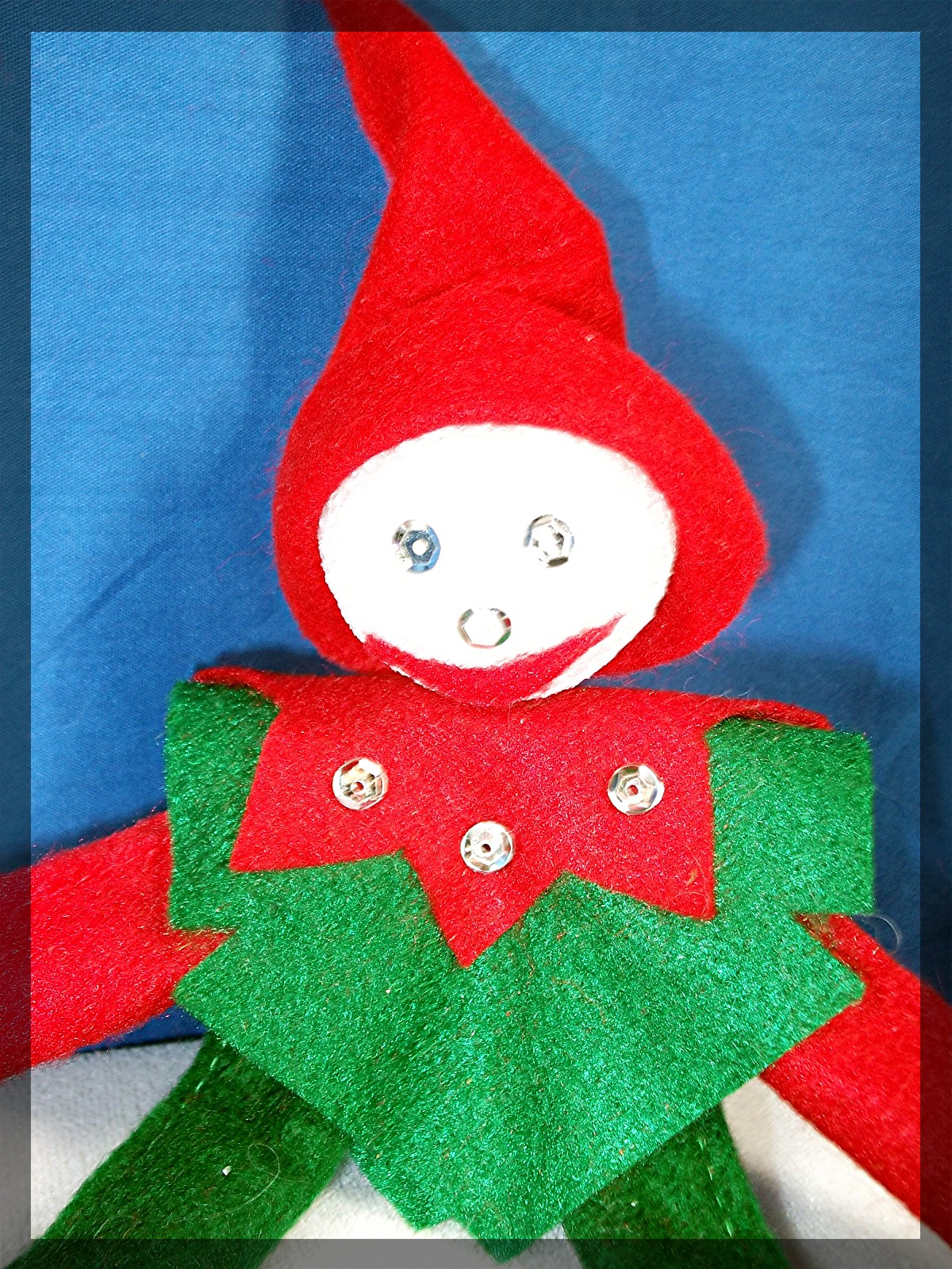 Christmas Elf 1 Red and 1 Green Felt. bendable