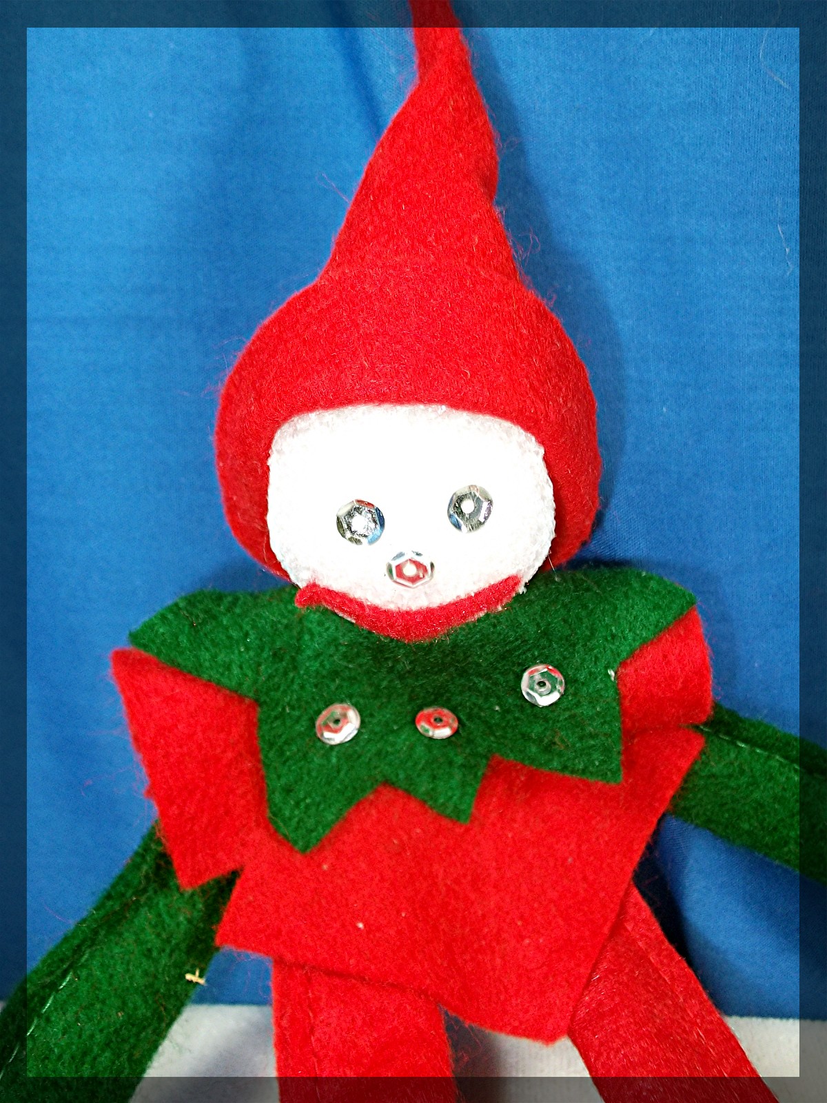 Christmas Elf 1 Red and 1 Green Felt. bendable