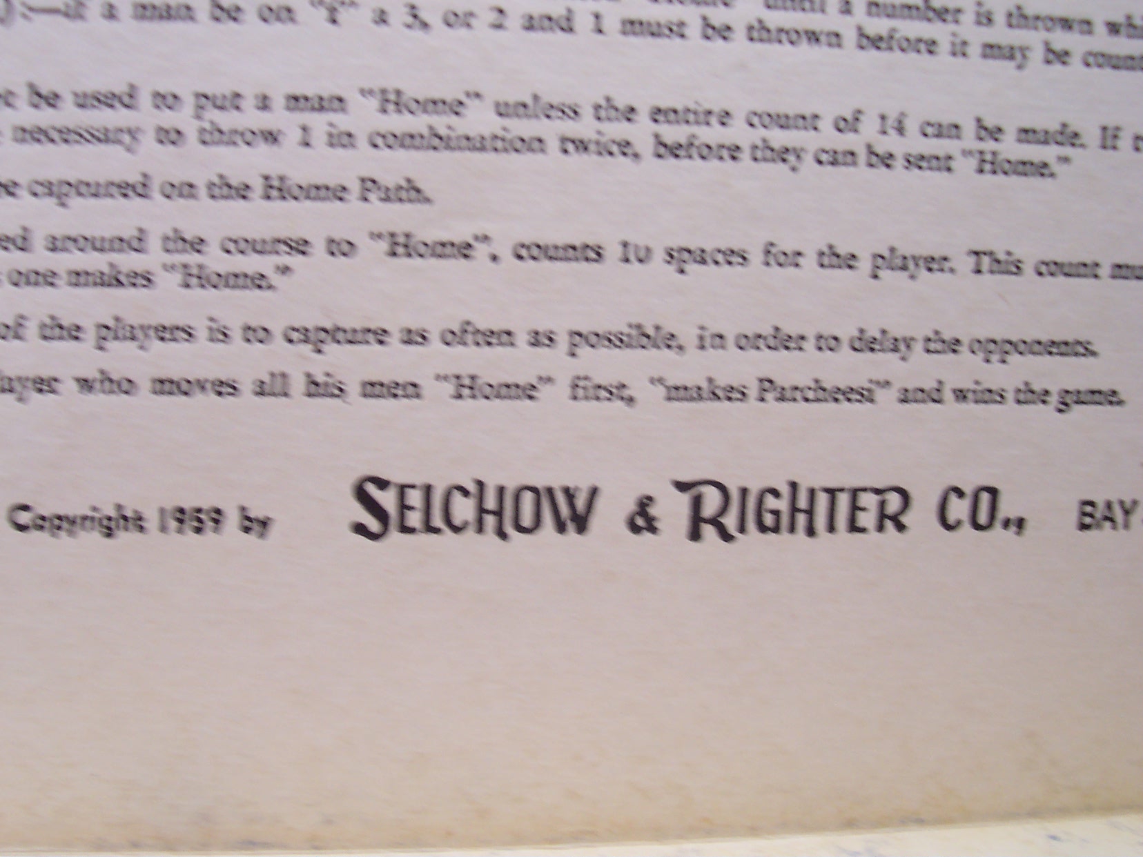 Parcheesi Game Selchow Righter 1964