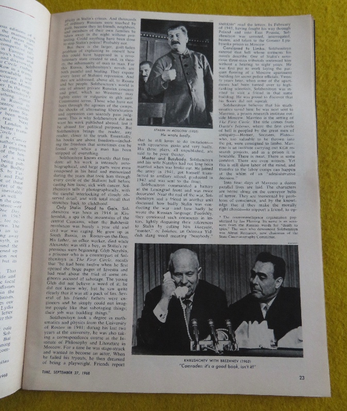 Time Magazine September 27, 1968 Russia's Dissident Intellectuals