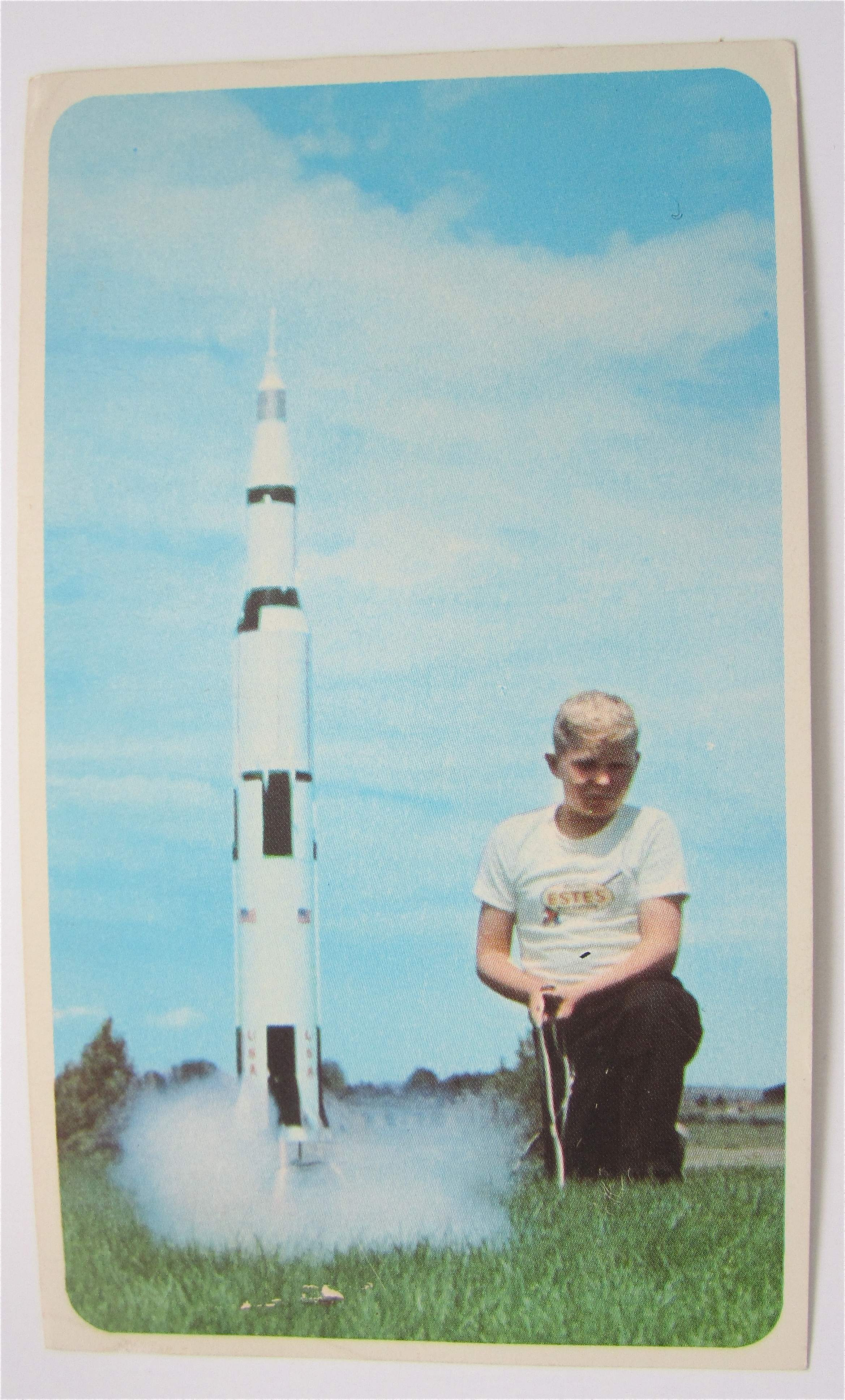 Boy Launching Rocket Postcard