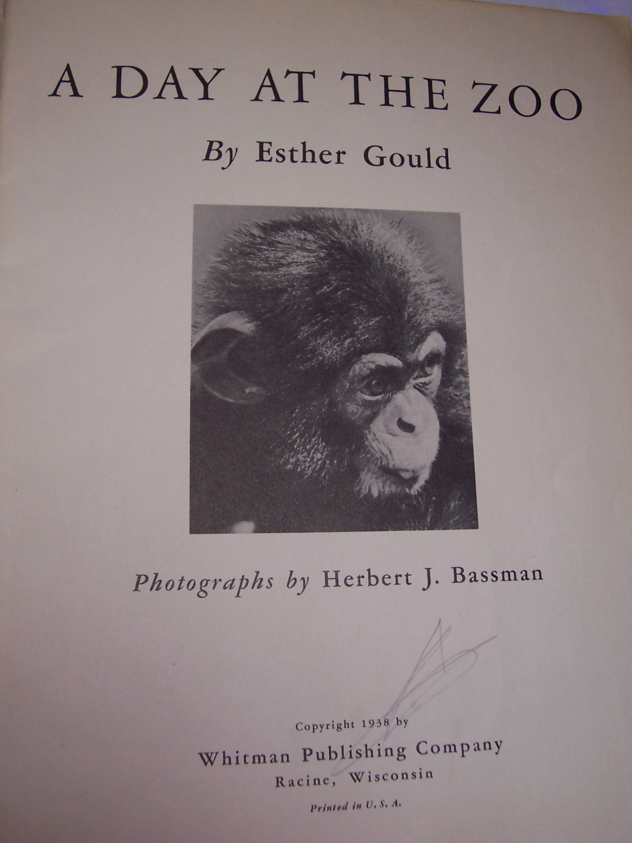 A Day At The Zoo Book by Ether Gould 1938