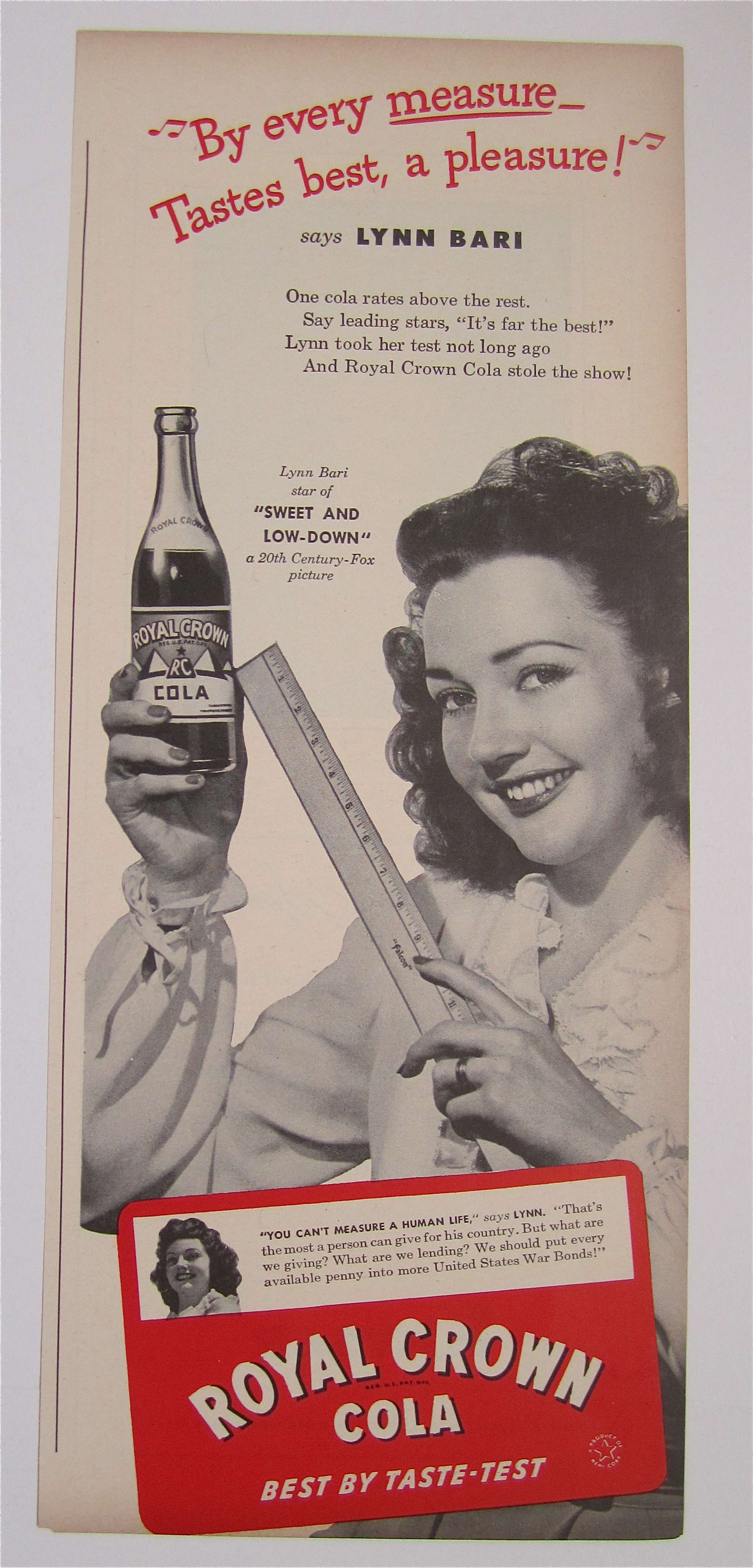 1944 Royal Crown Cola with Lynn Bari