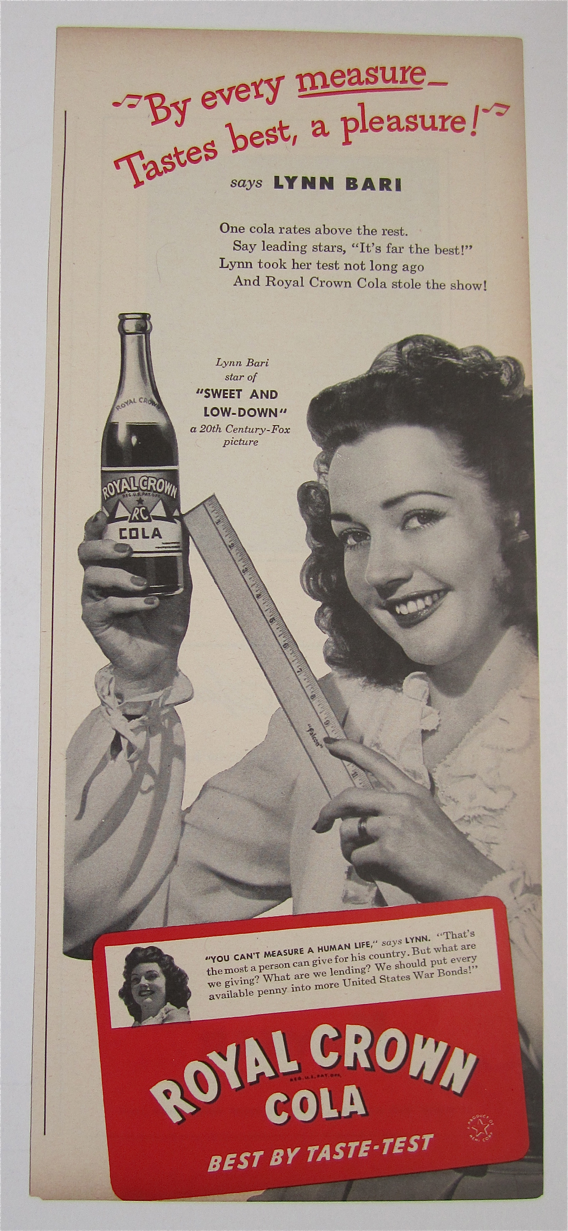 1944 Royal Crown Cola with Lynn Bari