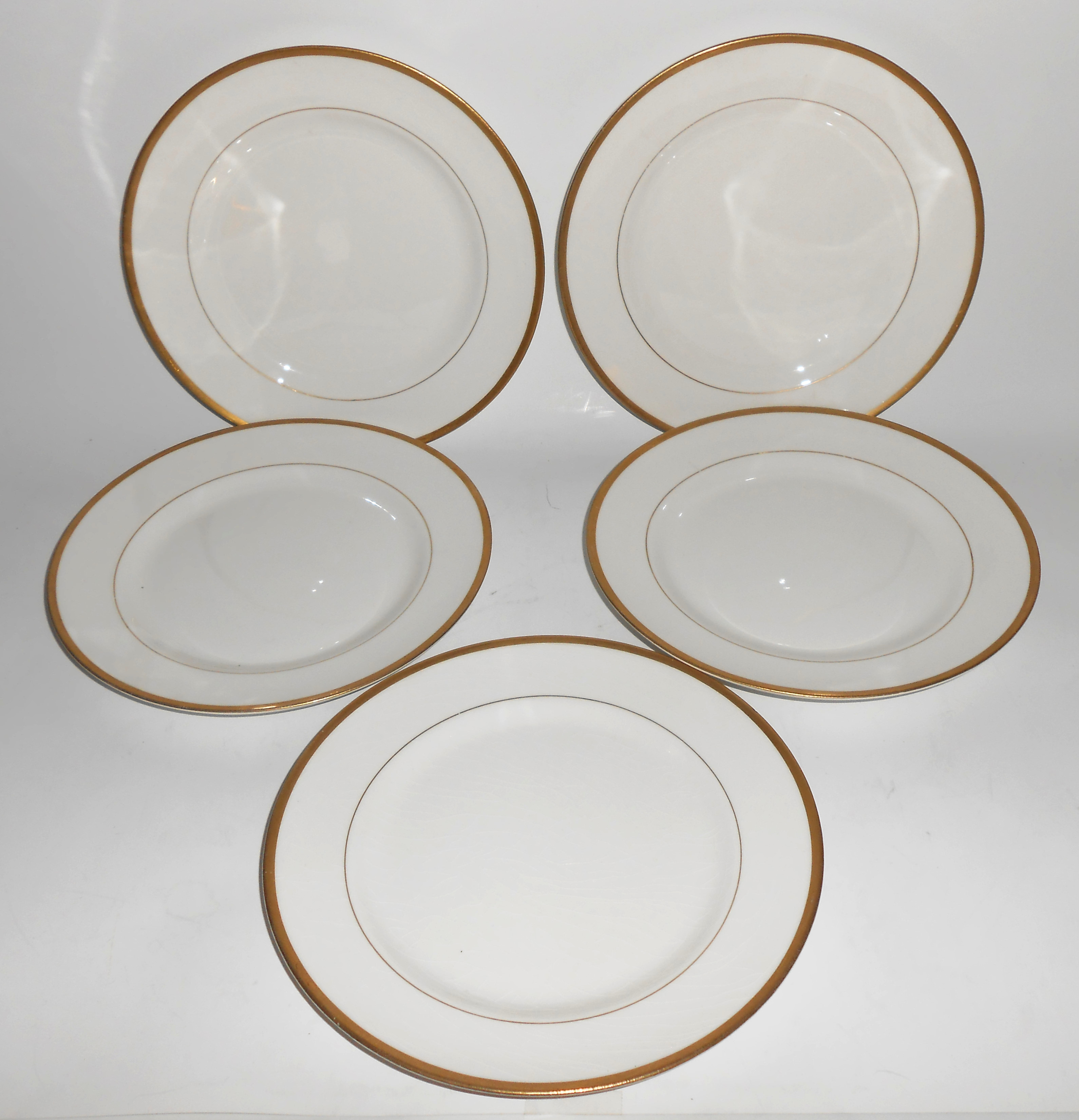 Cleveland China Gold Band Set/5 Dessert Plates