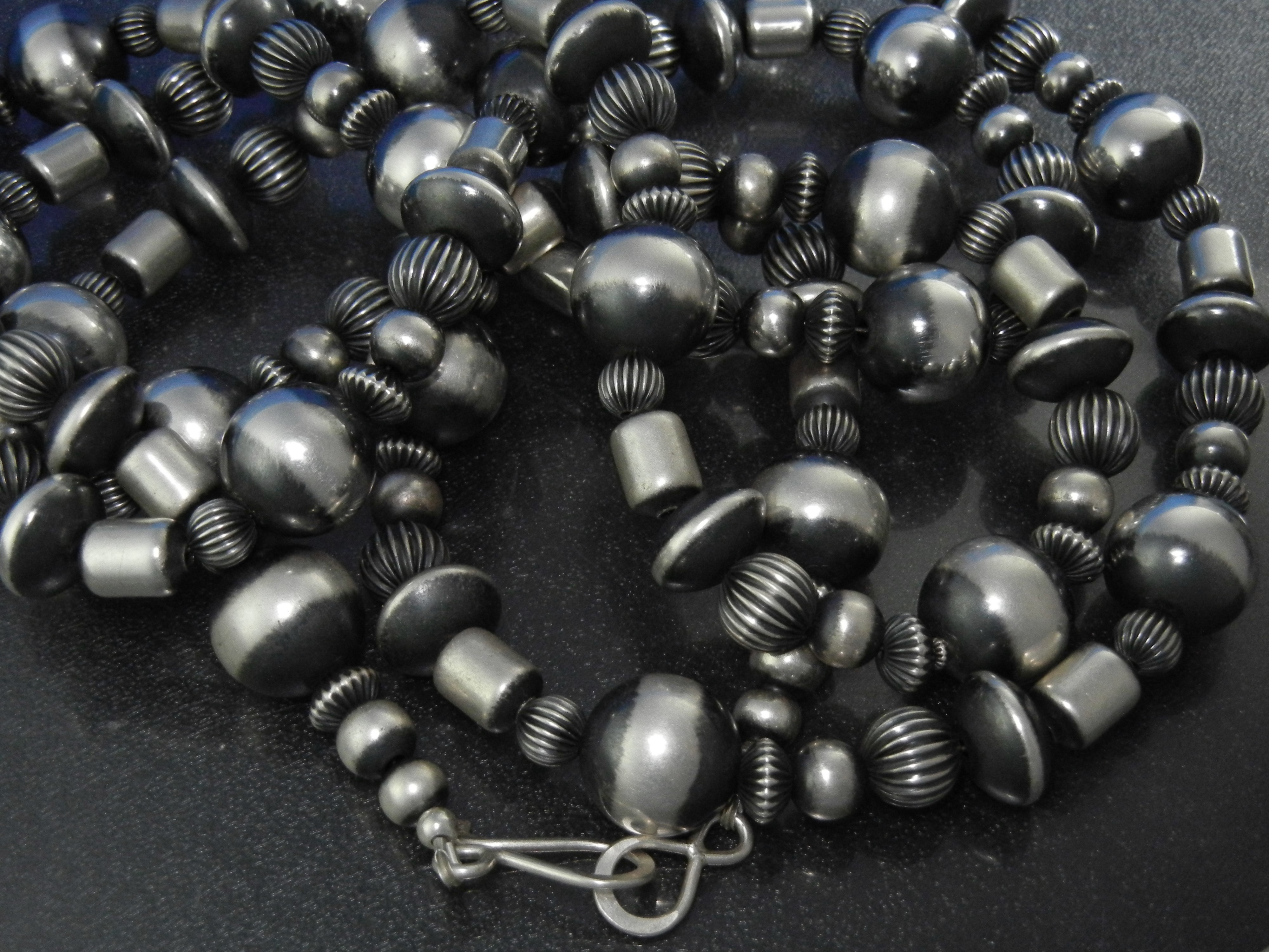 Navajo Pearls Sterling Silver Beads 58 Inch 180 Grams