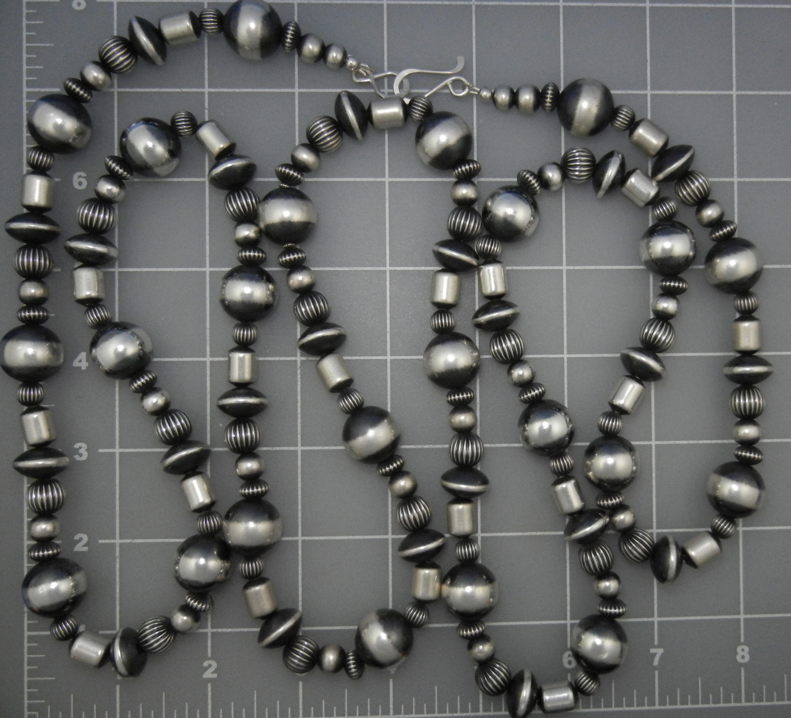 Navajo Pearls Sterling Silver Beads 58 Inch 180 Grams