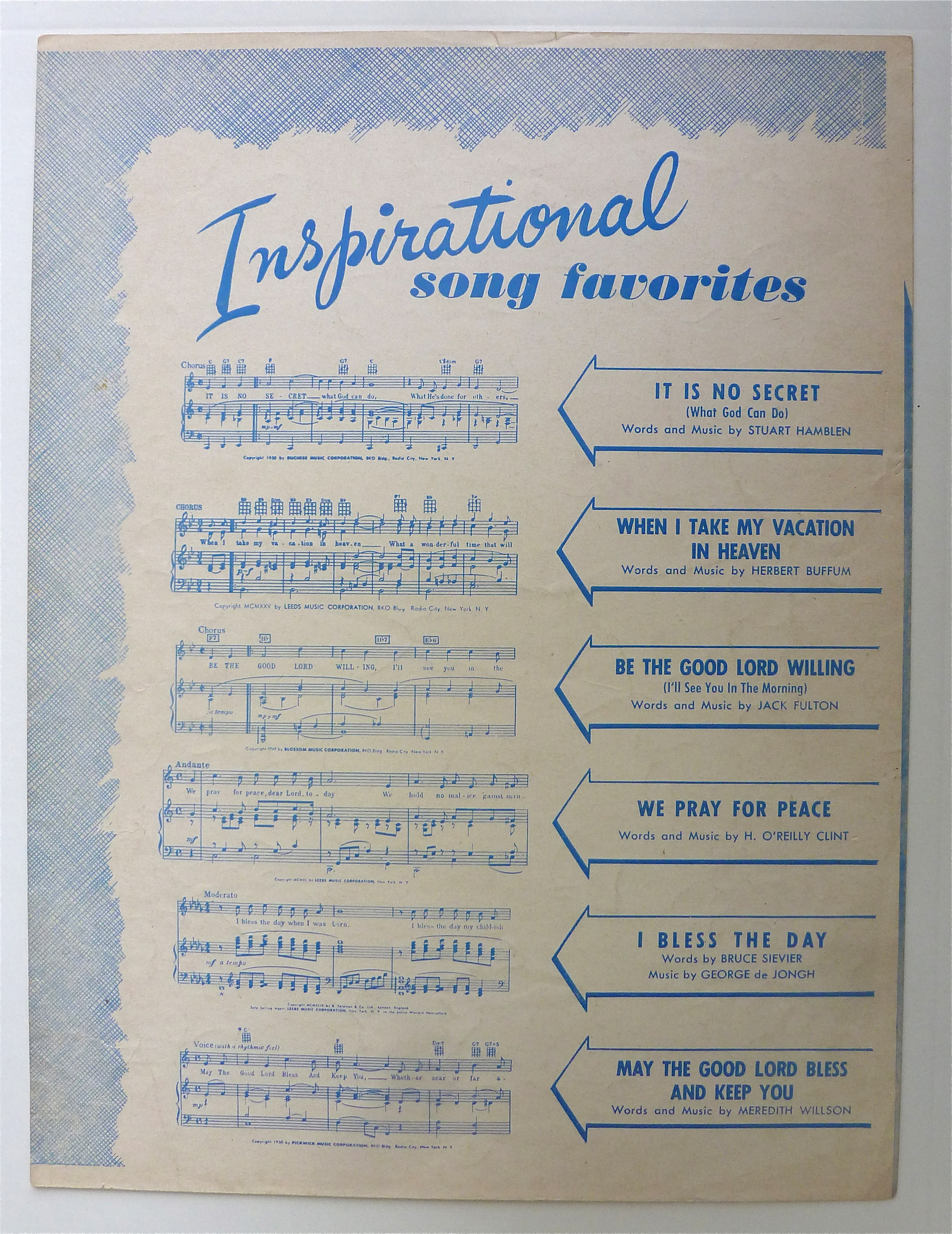 Sheet Music For 1950 It Is No Secret (What God Can Do)