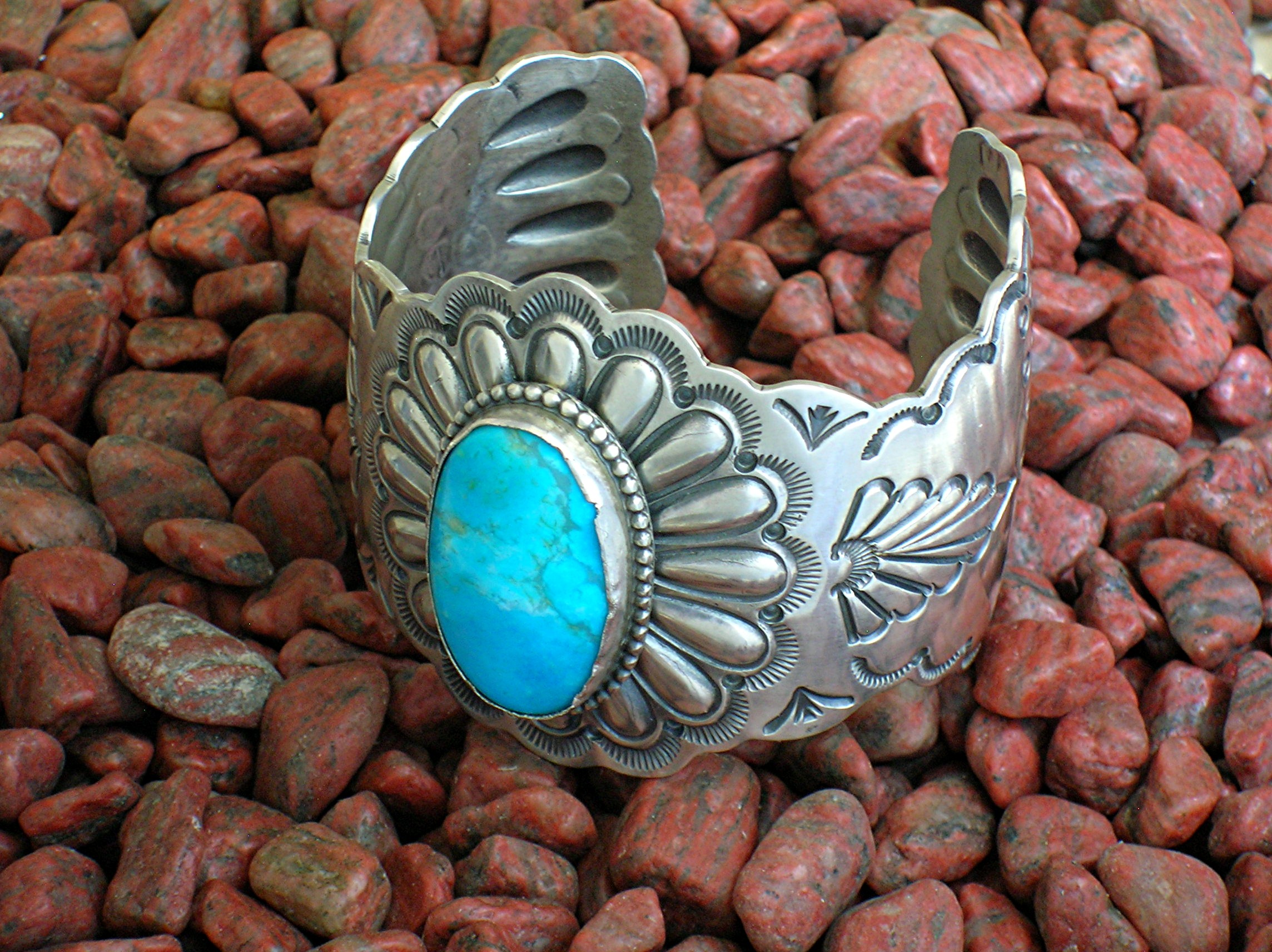 Navajo Sterling Silver Kingman Turquoise Bracelet