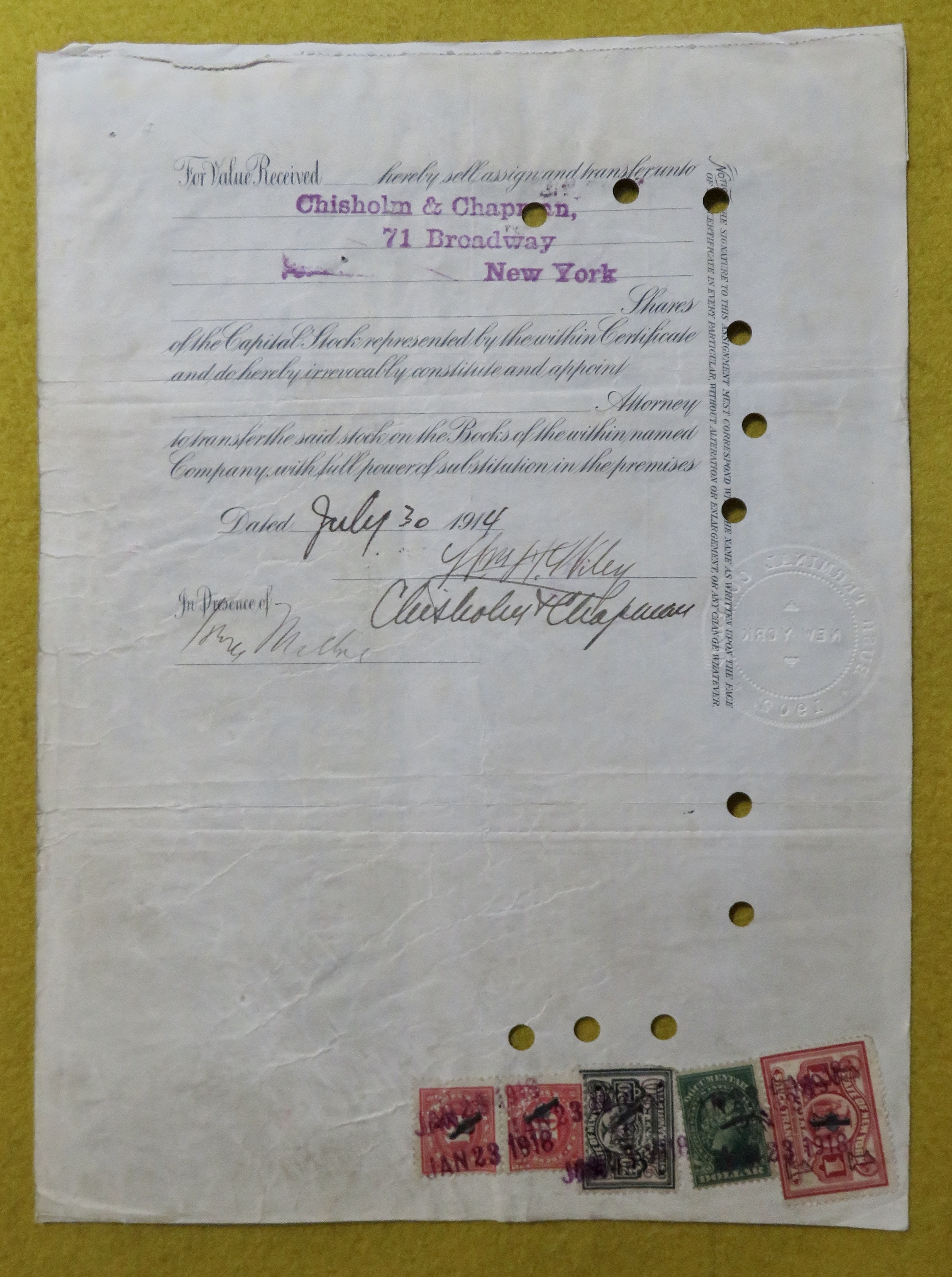 Bush Terminal Company Stock Certificate May 9, 1912