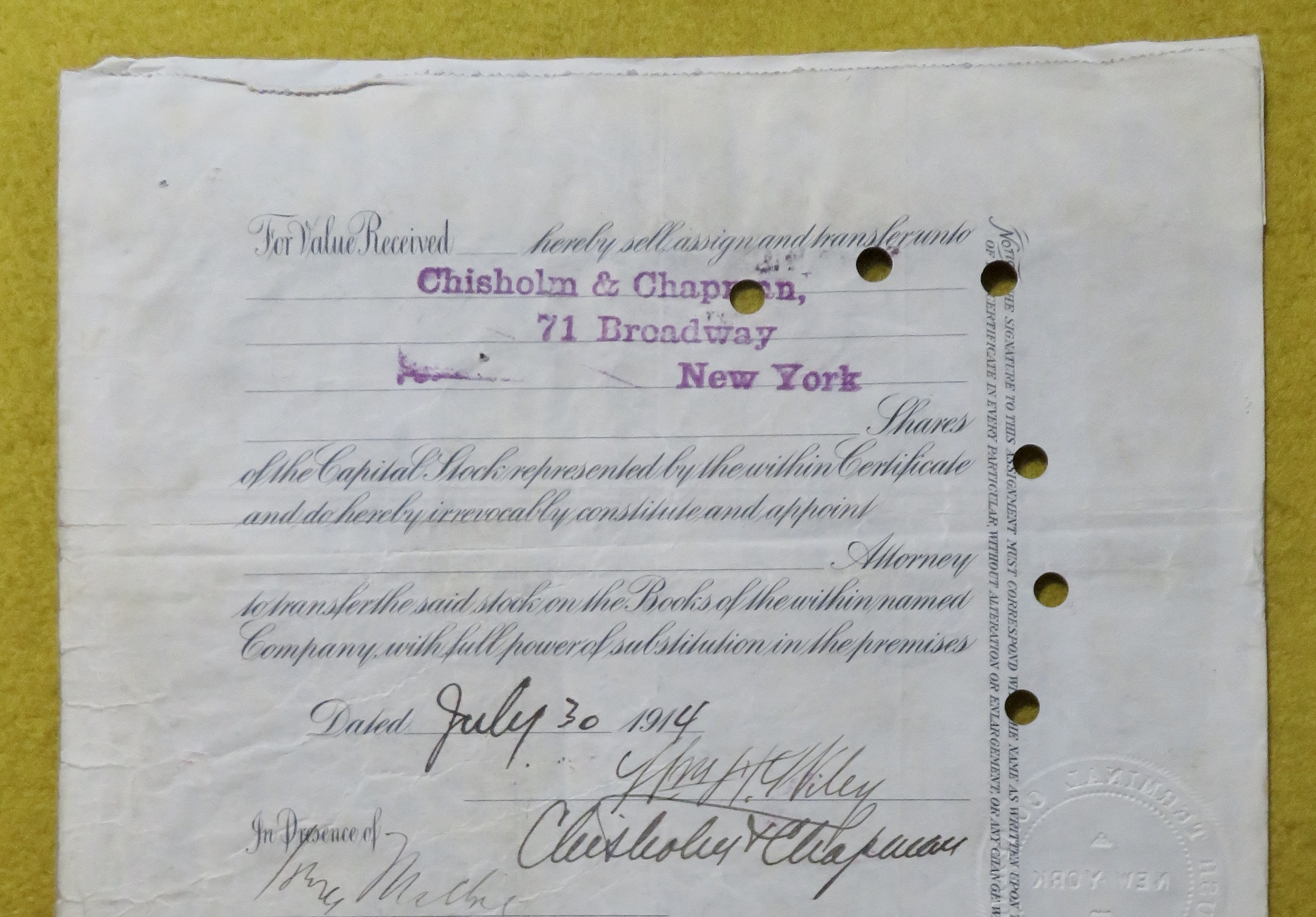 Bush Terminal Company Stock Certificate May 9, 1912