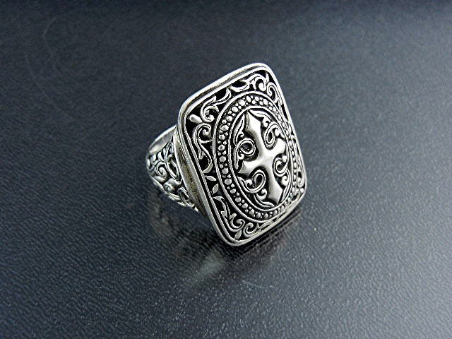 Bali Indonesia Sterling Silver Filigree Cross Ring