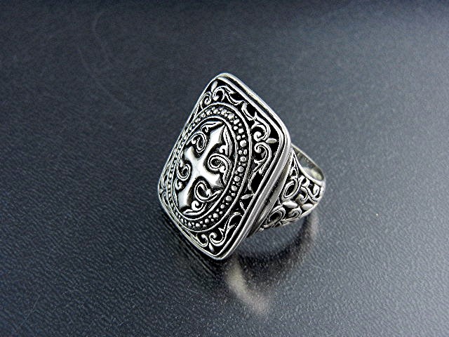 Bali Indonesia Sterling Silver Filigree Cross Ring