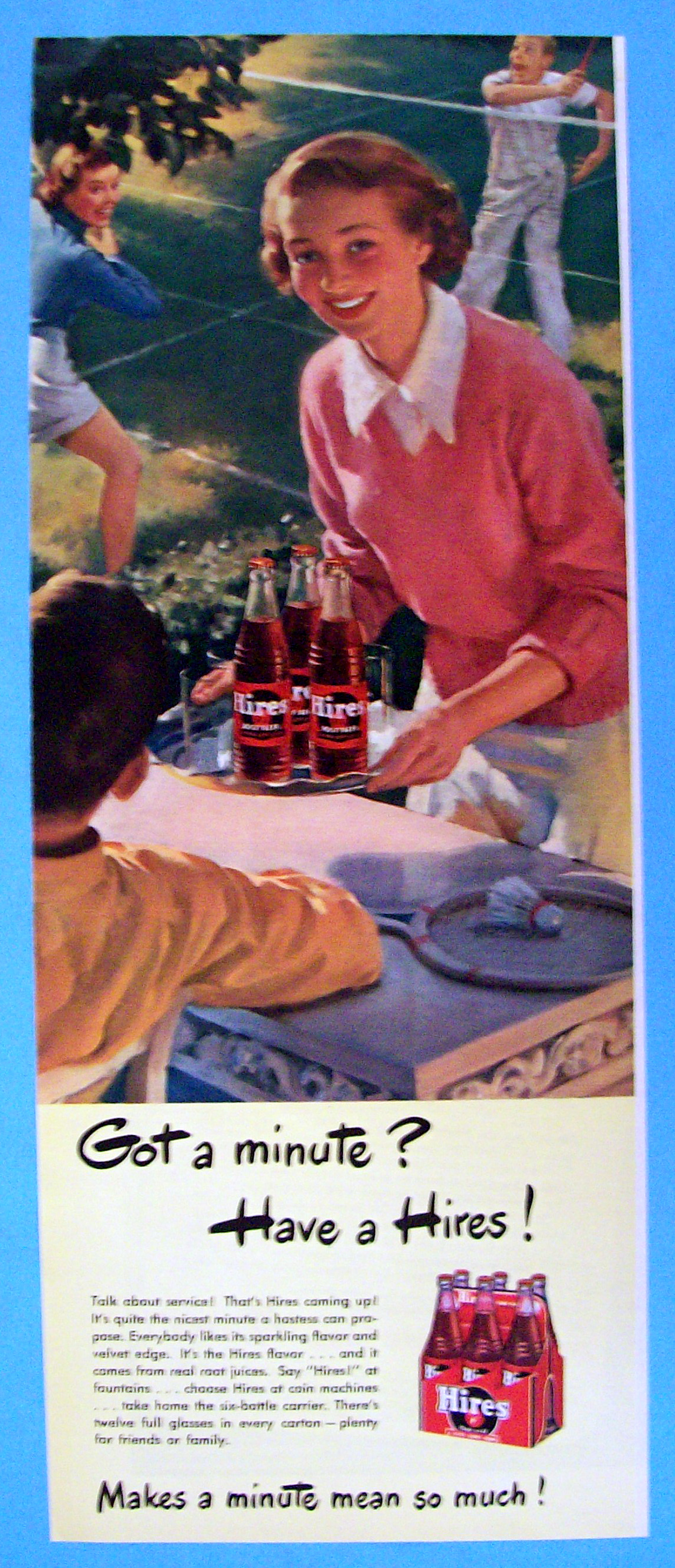 1949 Hires Root Beer w/Woman Carrying Tray of Root Beer