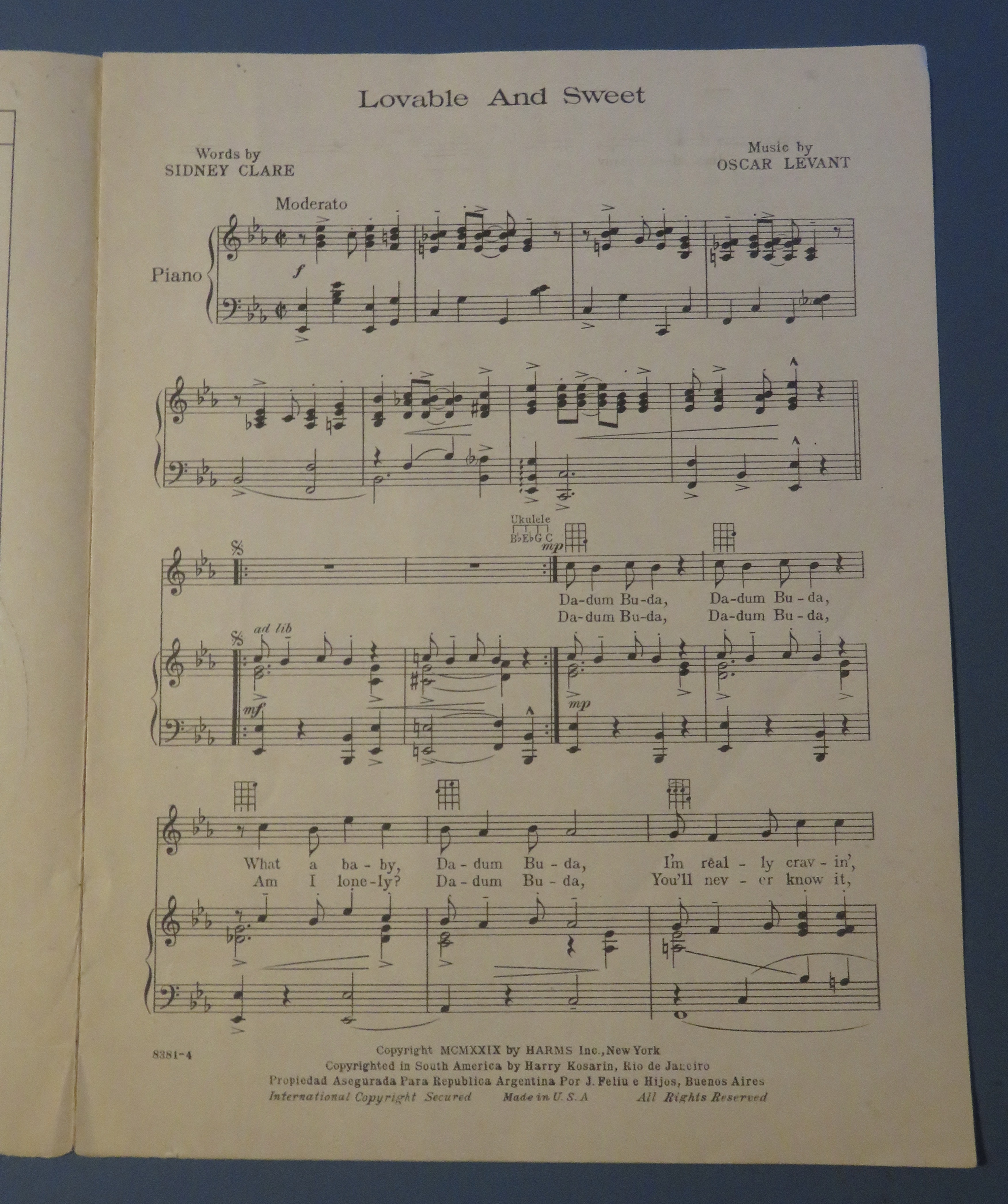 1929 Lovable & Sweet Sheet Music Betty Compson Cover