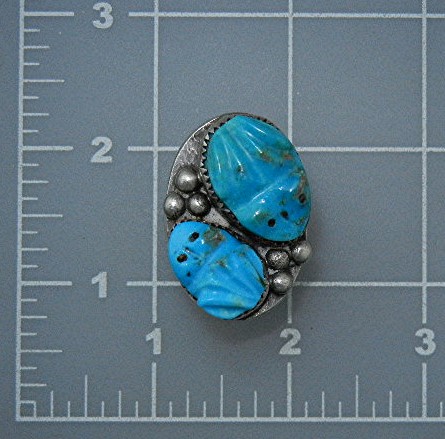 Native American Carved Turquoise Sterling Silver Frogs