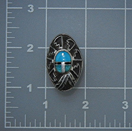 CALVIN BEGAY Sterling Silver Turquoise Onyx Ring