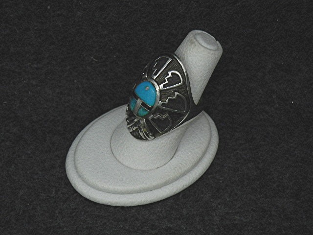 CALVIN BEGAY Sterling Silver Turquoise Onyx Ring
