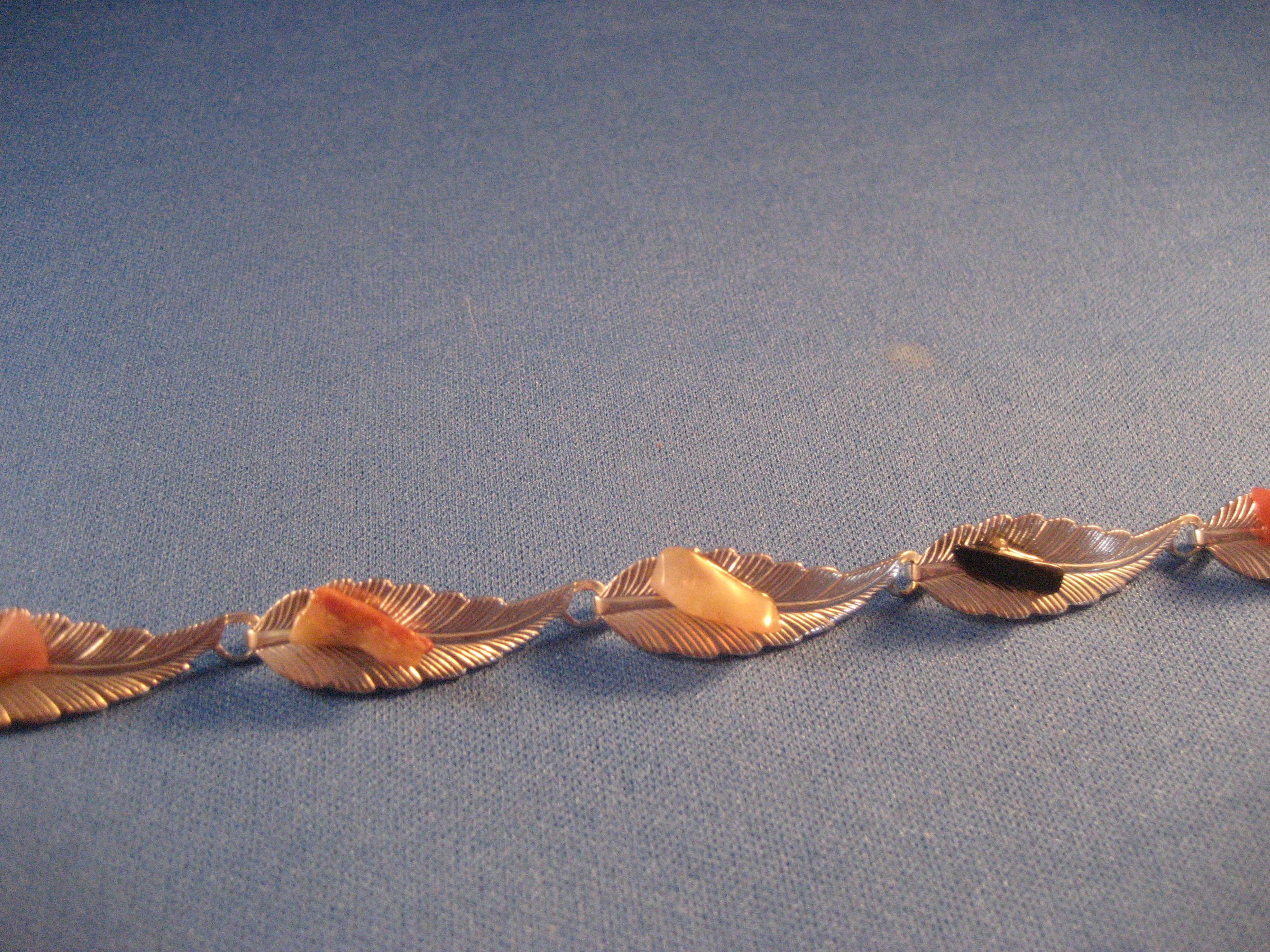 Silver leaf and Stone Bracelet