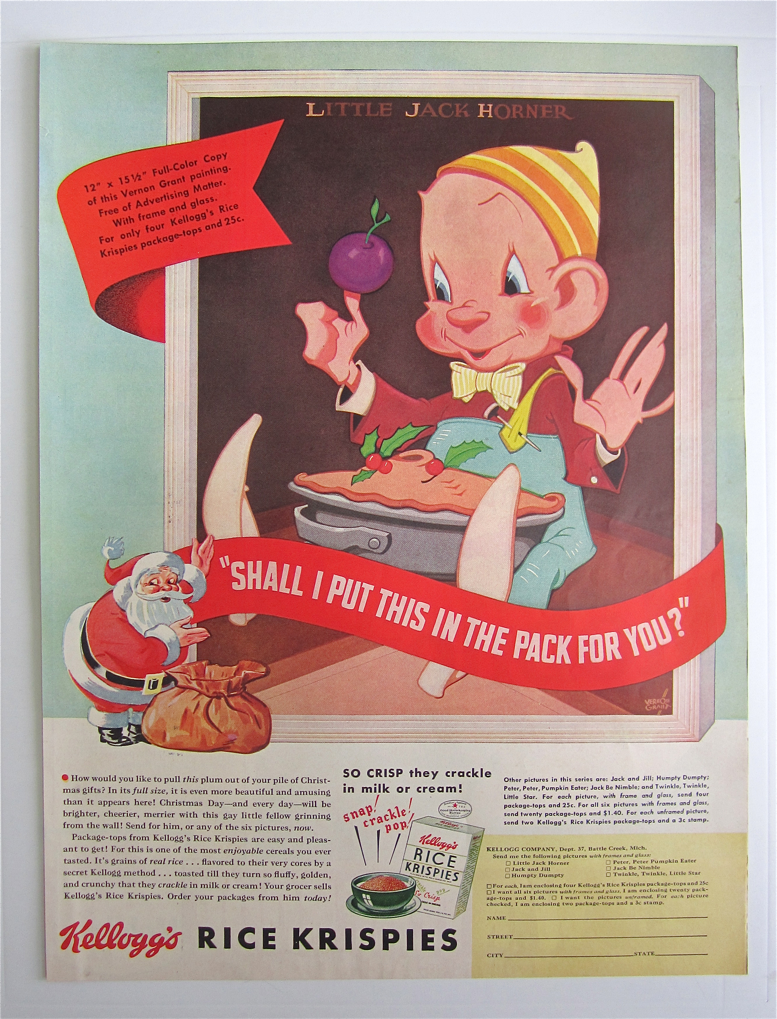 1938 Kellogg's Rice Krispies Cereal w/Fellow & Plum
