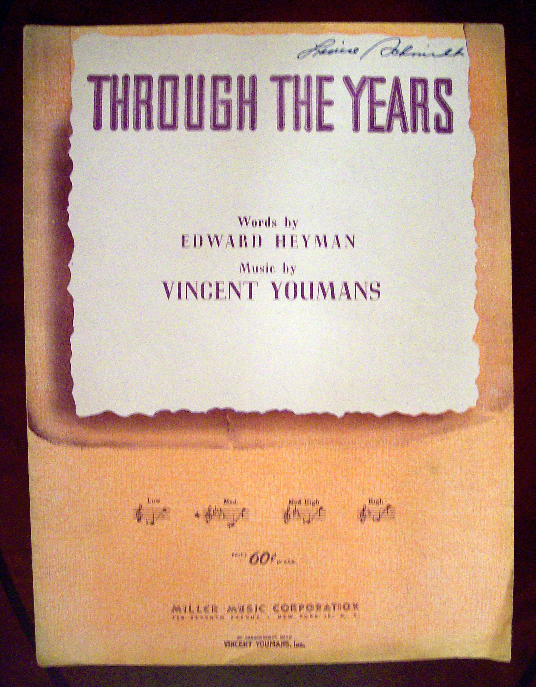 Sheet Music of 1931 Through The Years