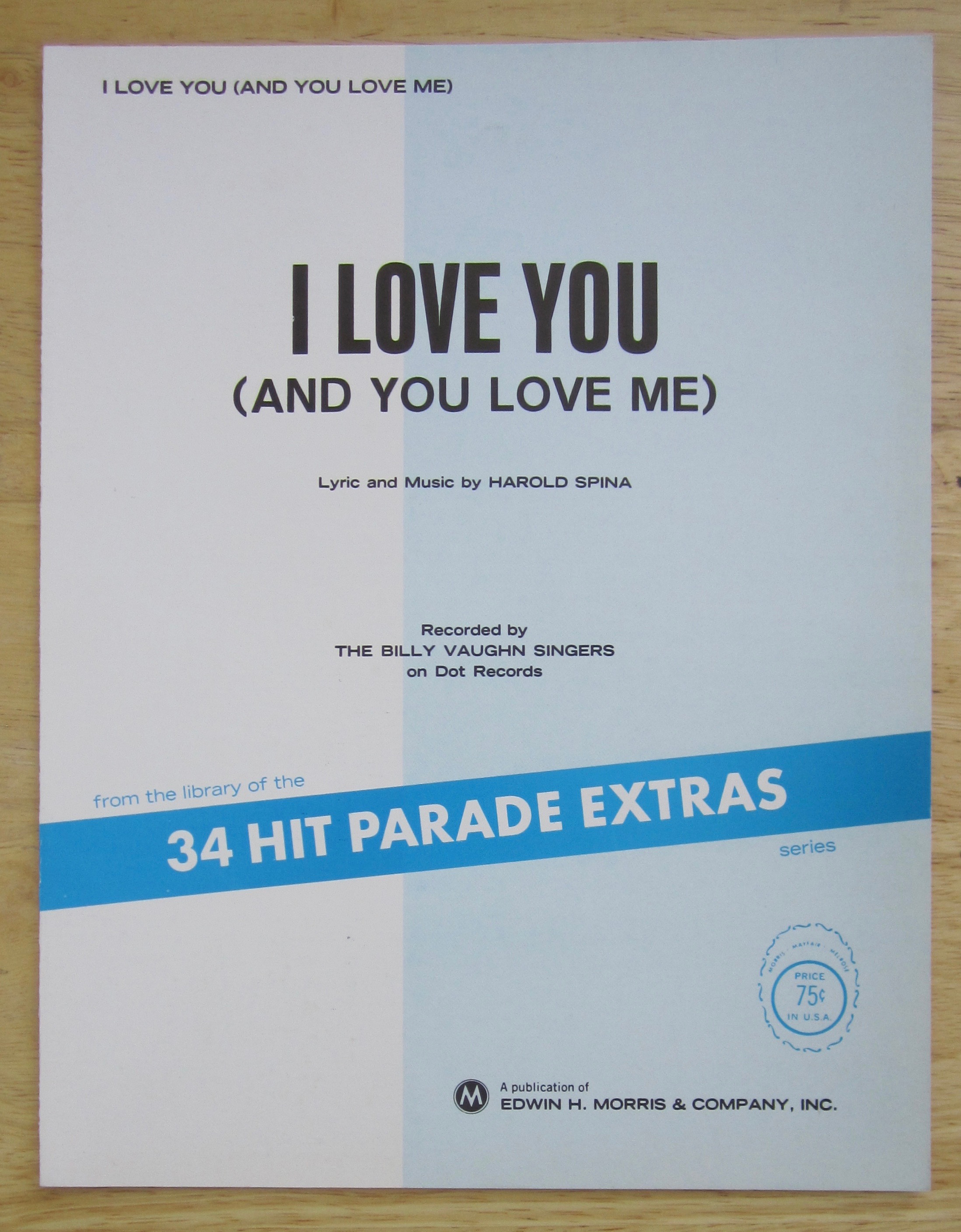 1967 I Love You (And You Love Me) Sheet Music