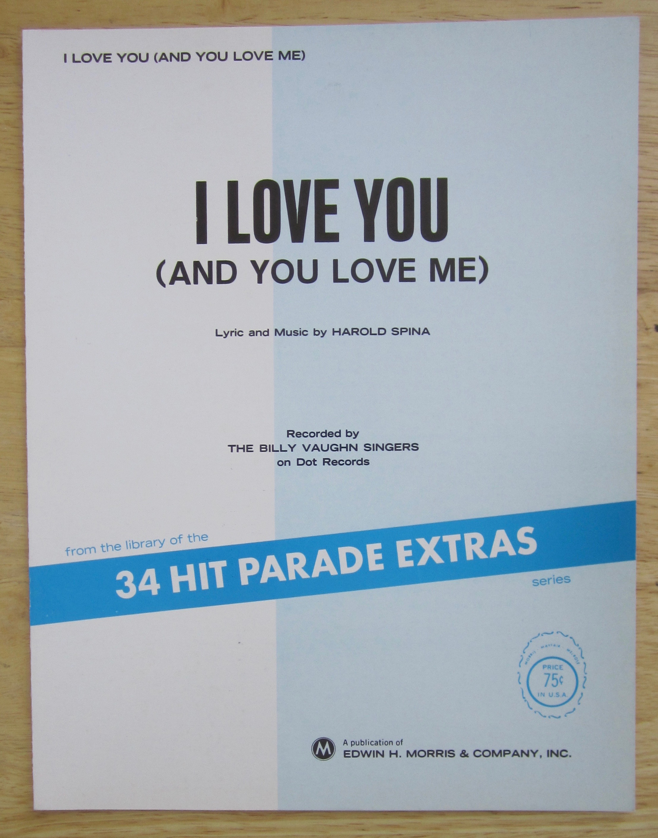 1967 I Love You (And You Love Me) Sheet Music