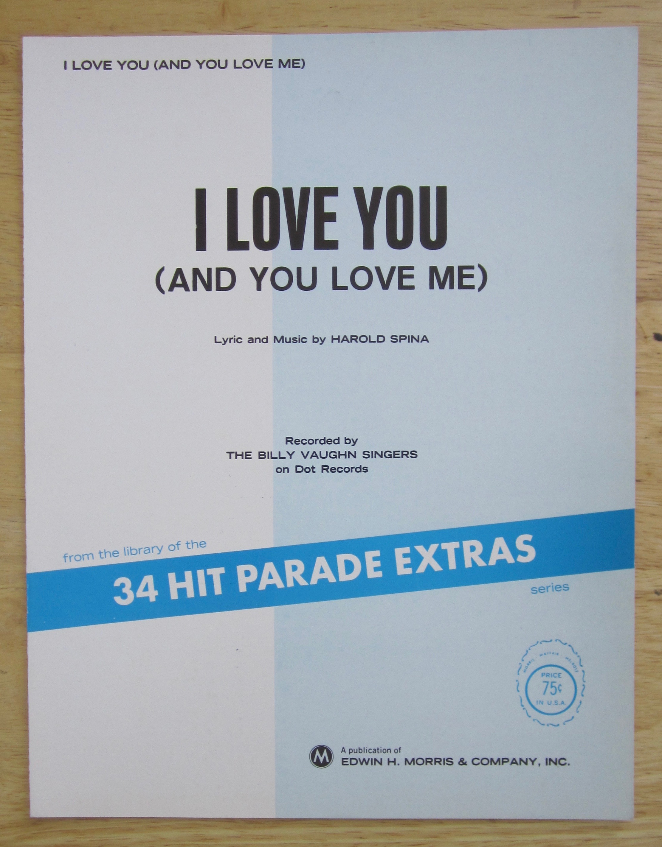 1967 I Love You (And You Love Me) Sheet Music