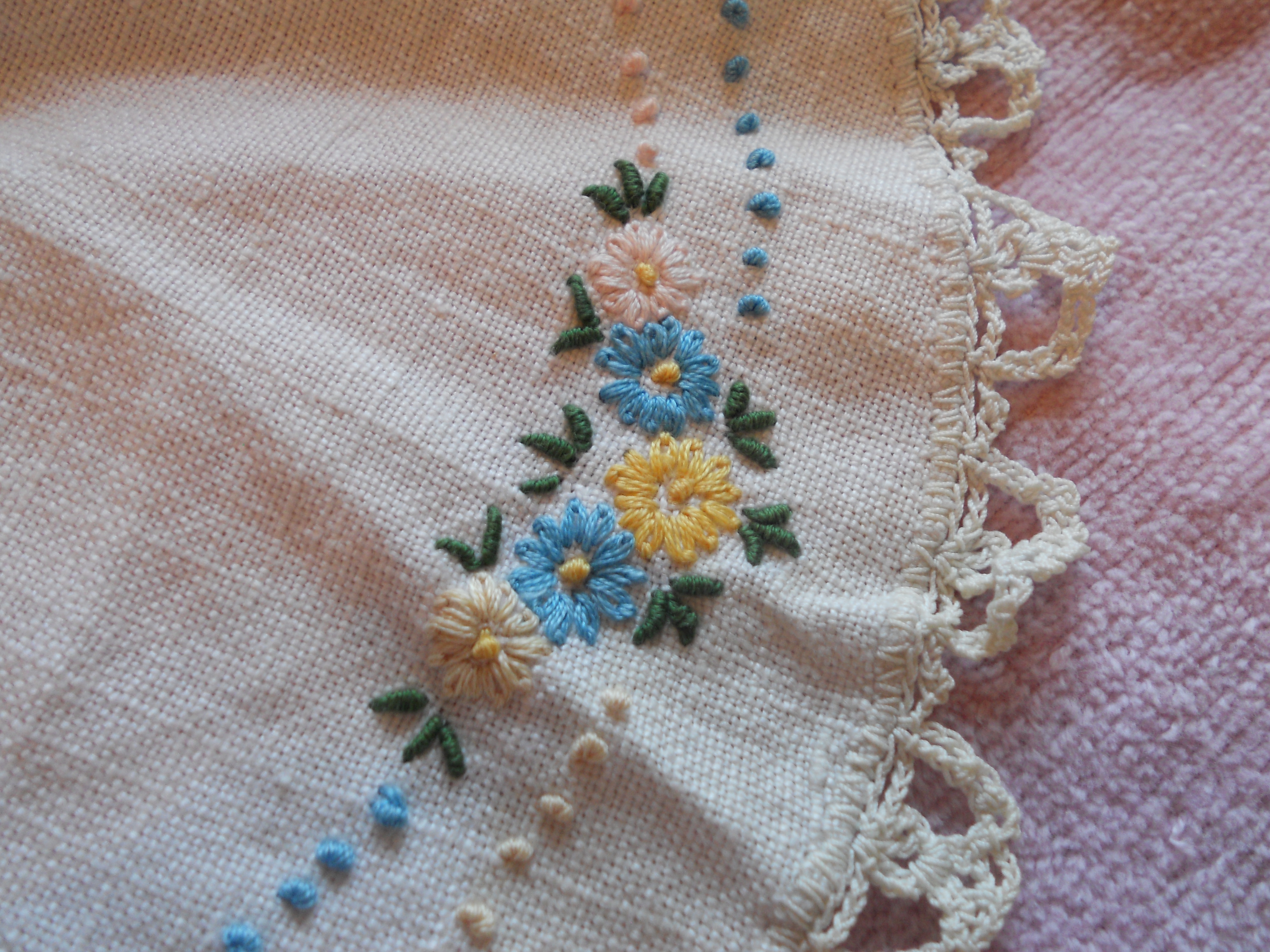 Linen Doilies Hand Made Set of 5 Matching
