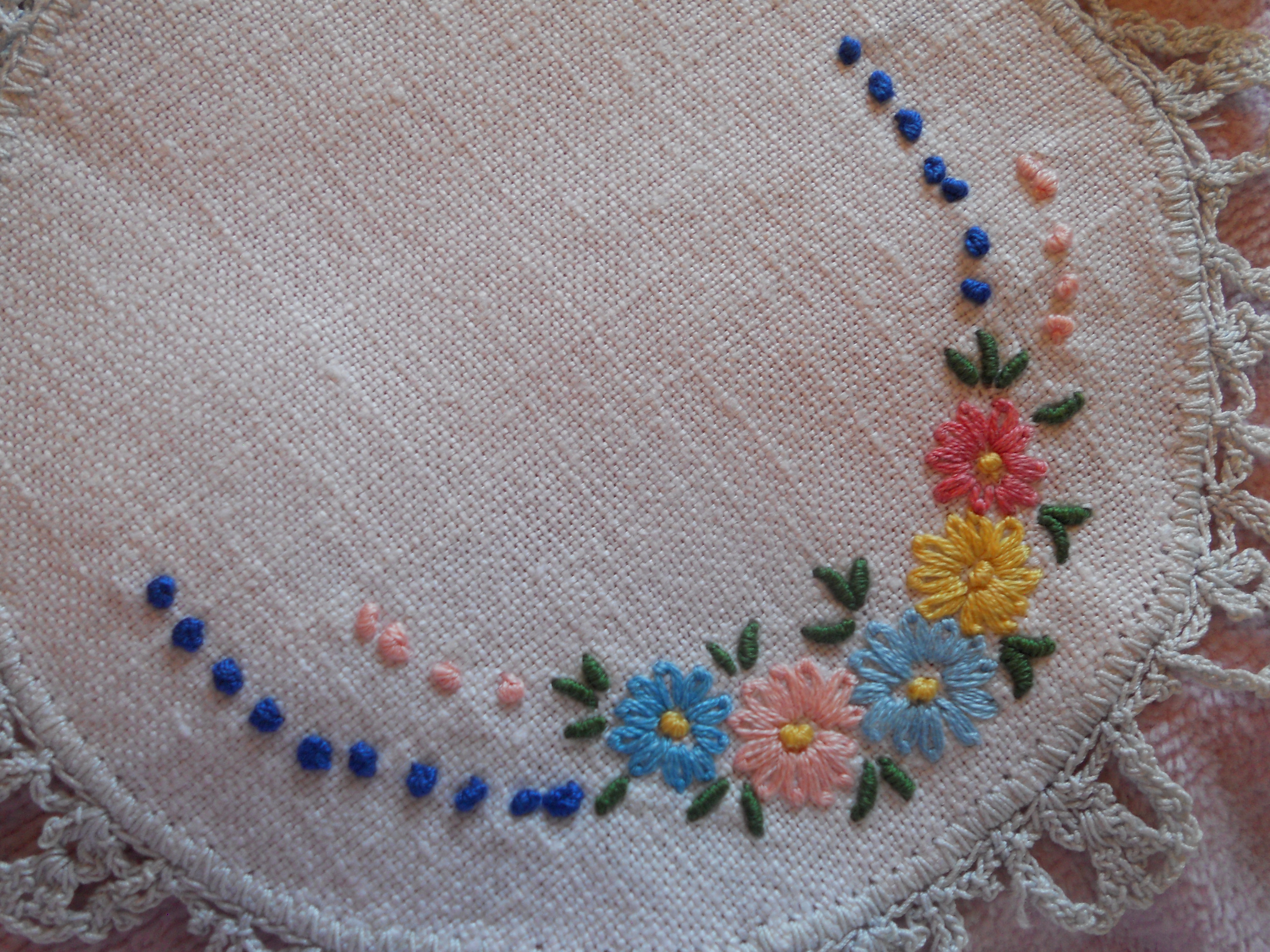 Linen Doilies Hand Made Set of 5 Matching