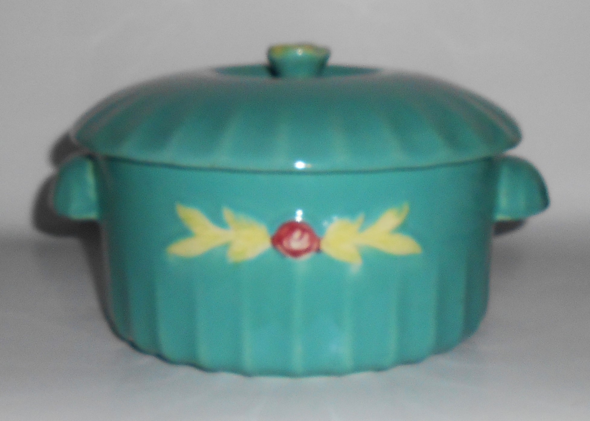 Coors Pottery Rosebud Green Large Dutch Casserole