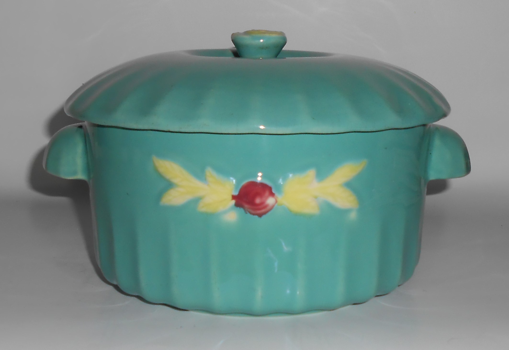 Coors Pottery Rosebud Green Large Dutch Casserole