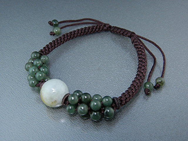 Jade and Cord Spiritual bead Bracelet