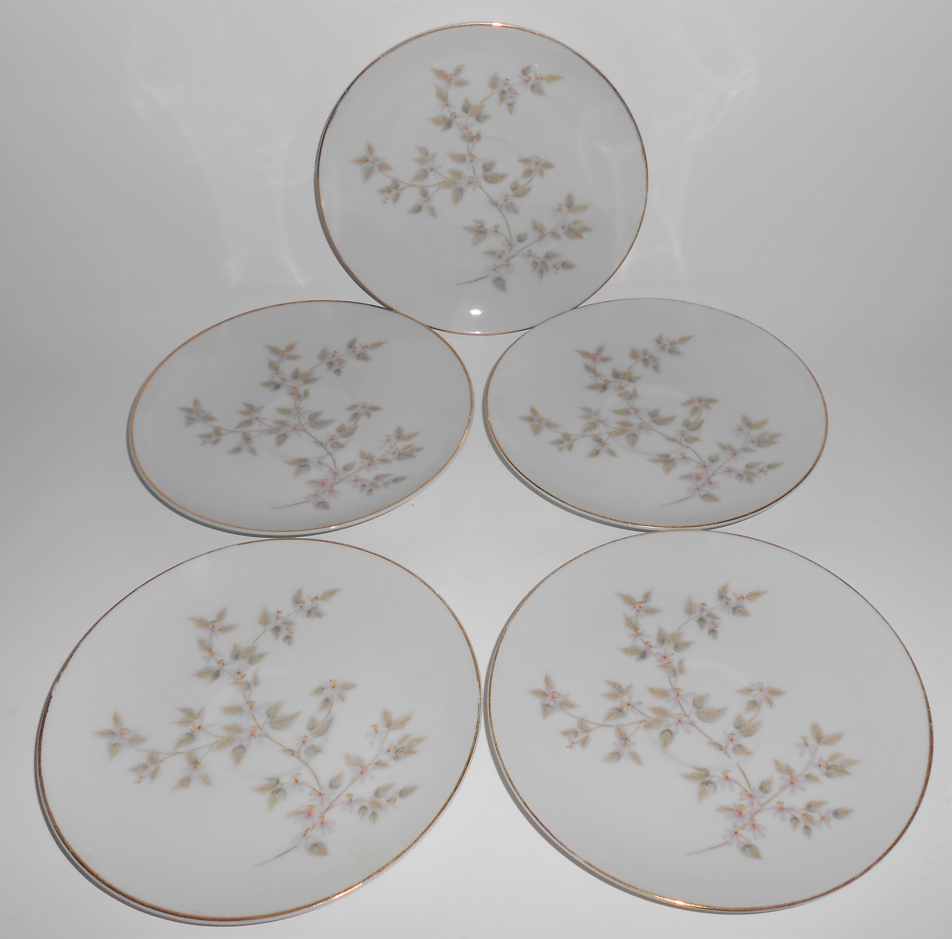 Mitake China Pottery Pink/Lavender Yellow Floral Set/5